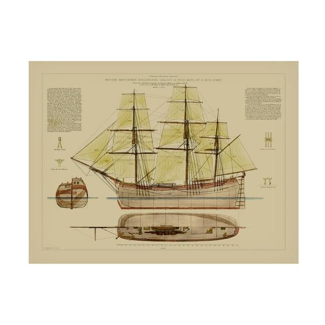 Trademark Fine Art " Small Antique Ship Plan VII " by Vision Studio