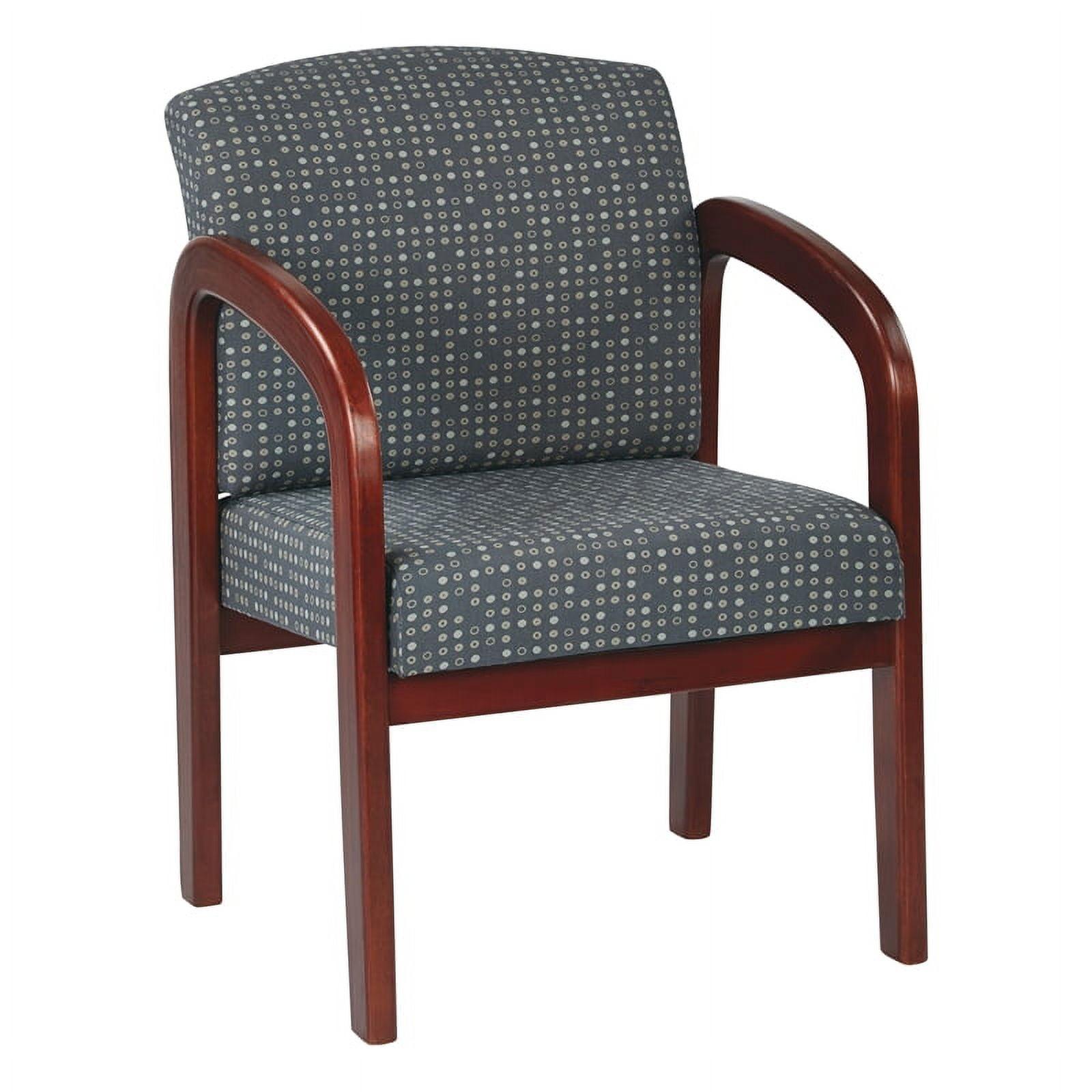 Ash Fabric Visitor's Chair with Cherry Finish Wood and Thick Padded Seat