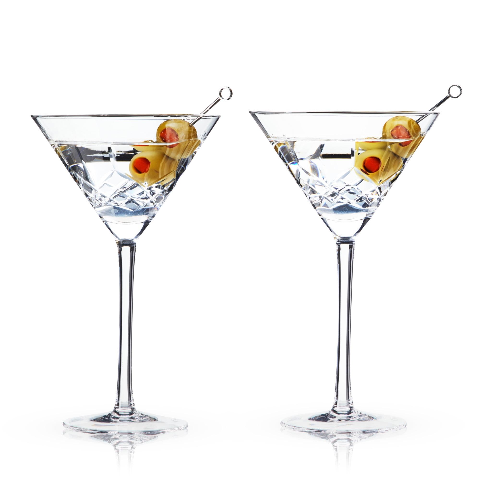 Admiral Etched Lead-Free Crystal Martini Glasses, Set of 2