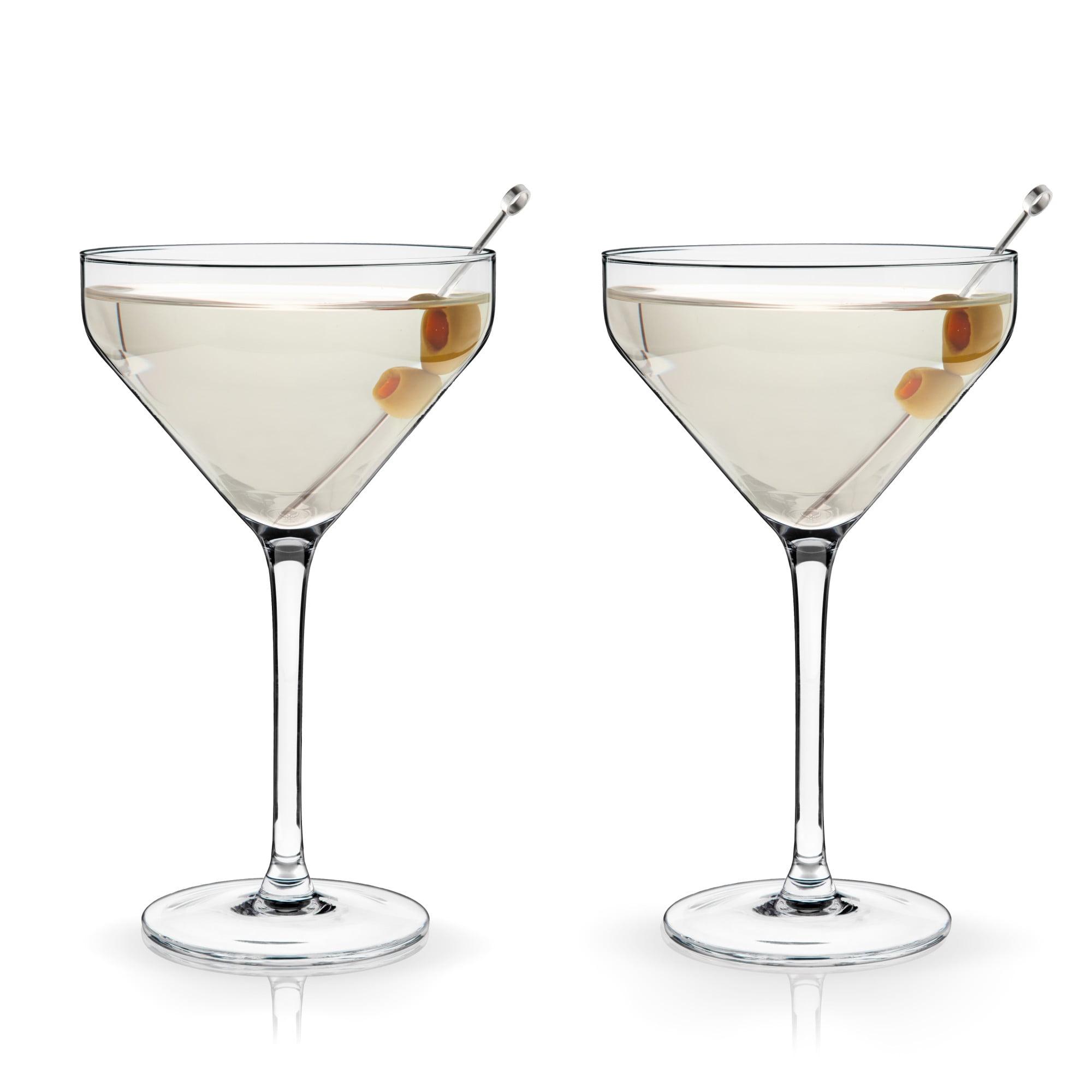 Viski Angled Crystal Martini Glasses, Set of 2