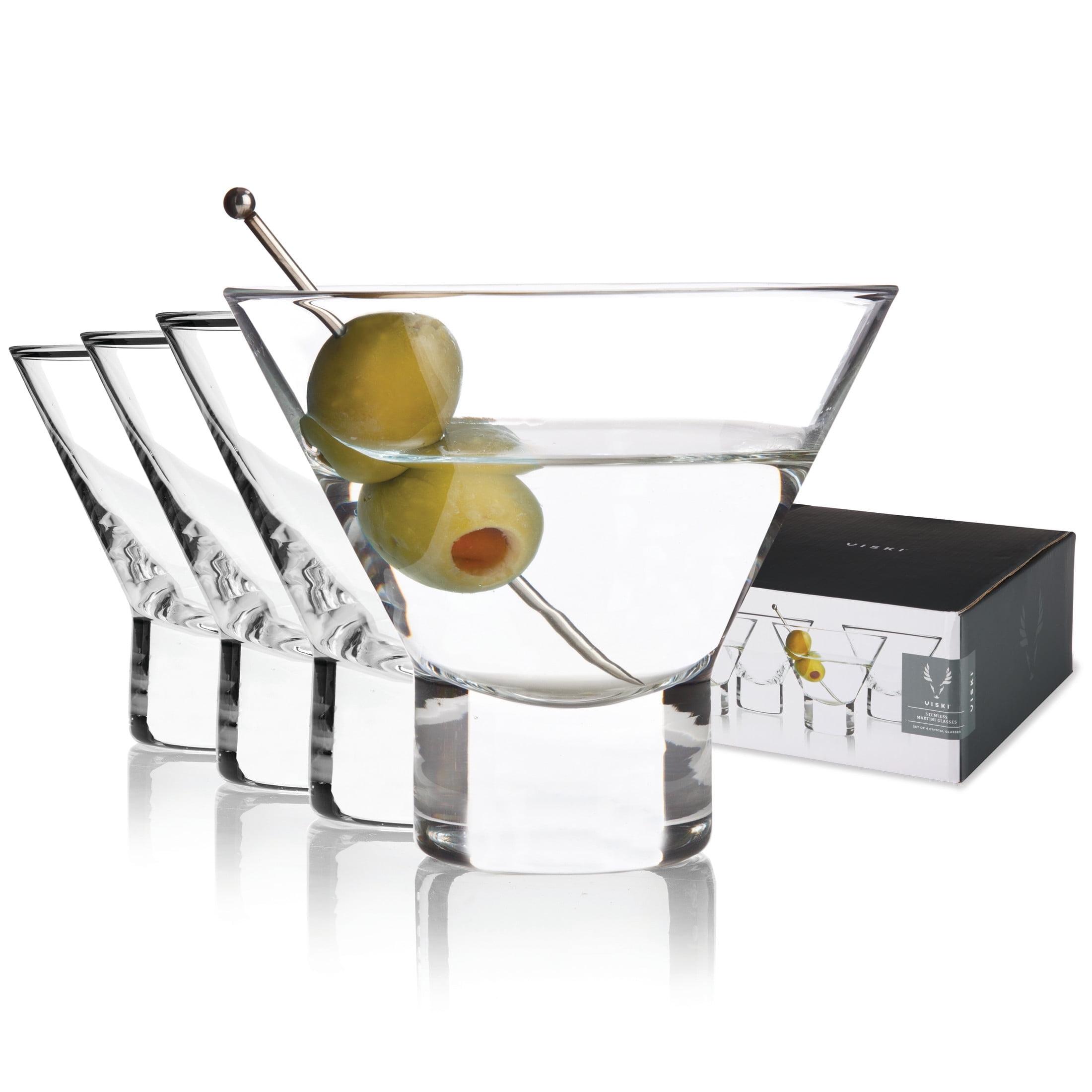 Viski Raye Heavy Base Crystal Stemless Martini Glasses