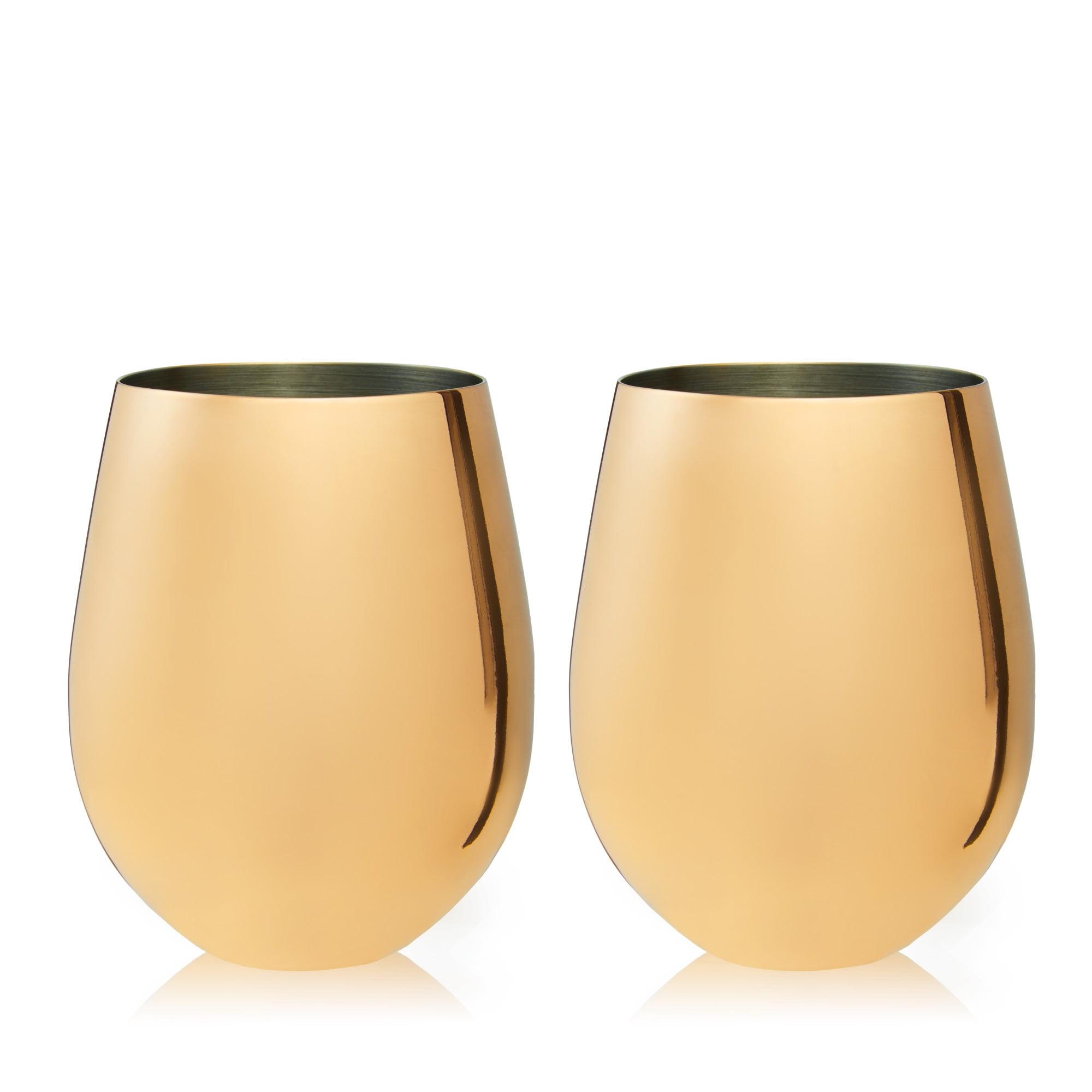 Belmont Stainless Steel Stemless Wine Glasses in Gold