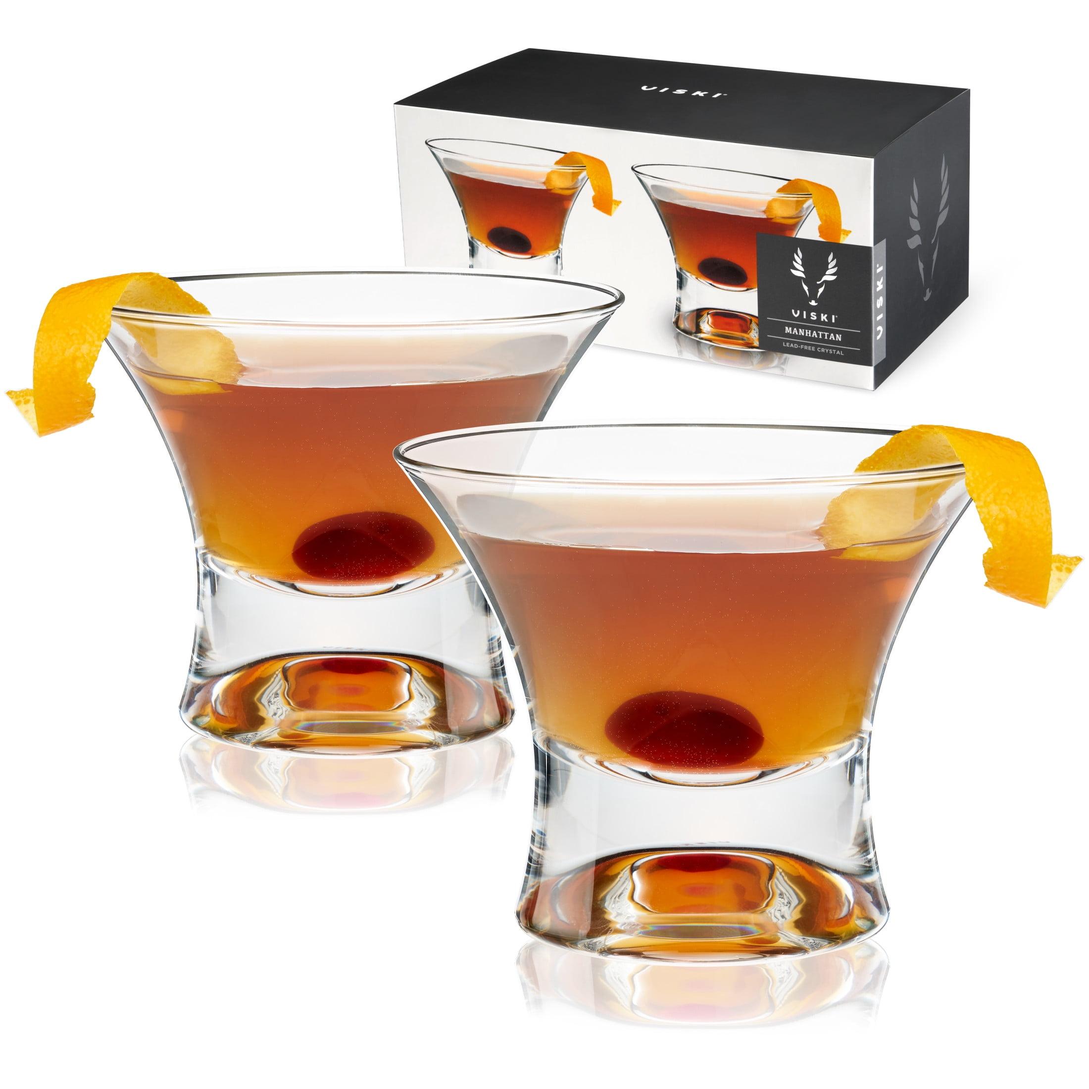 Viski Raye Heavy Base Stemless Crystal Manhattan Glasses (Set of 2)