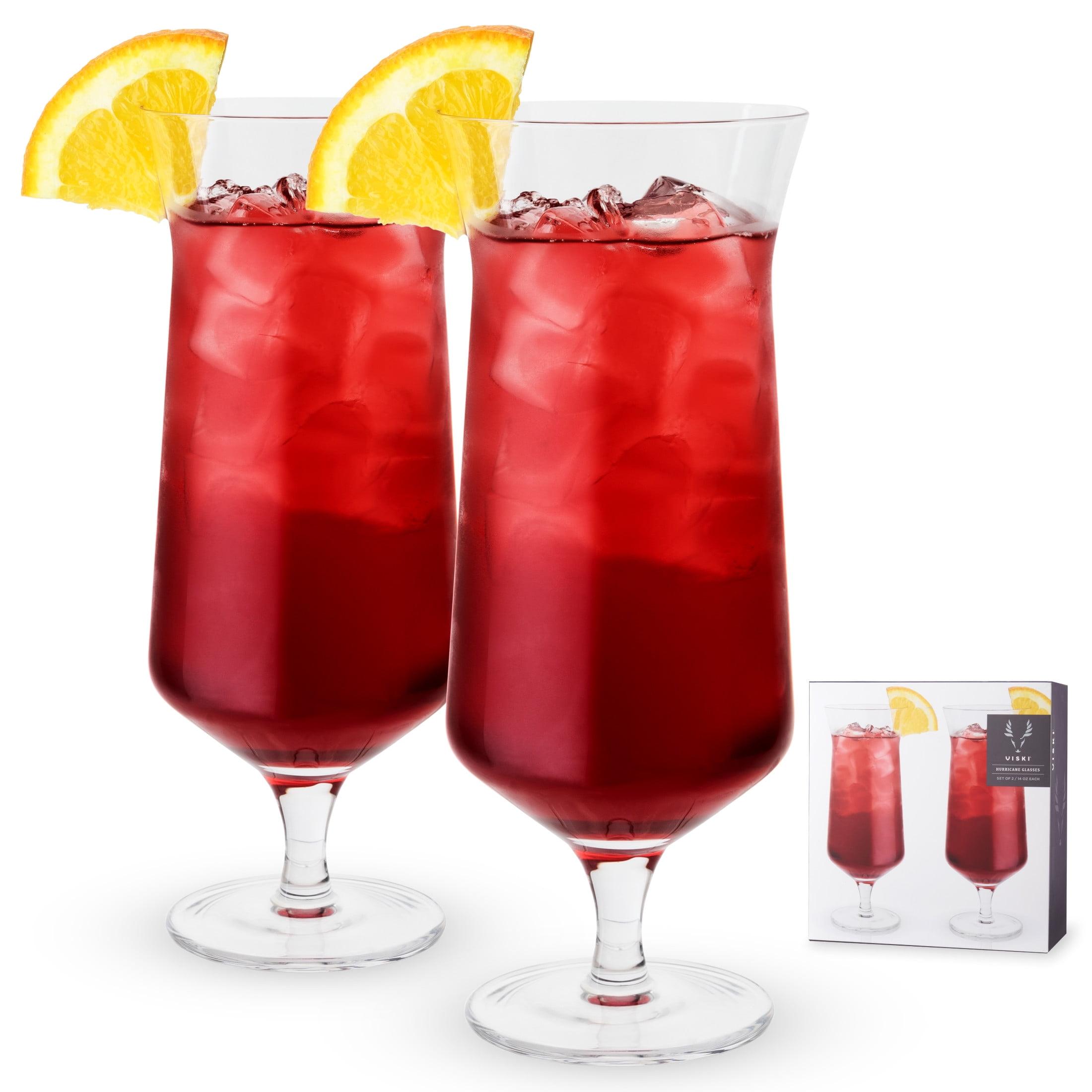 Viski Raye Angled Crystal Hurricane Glasses (Set of 2)
