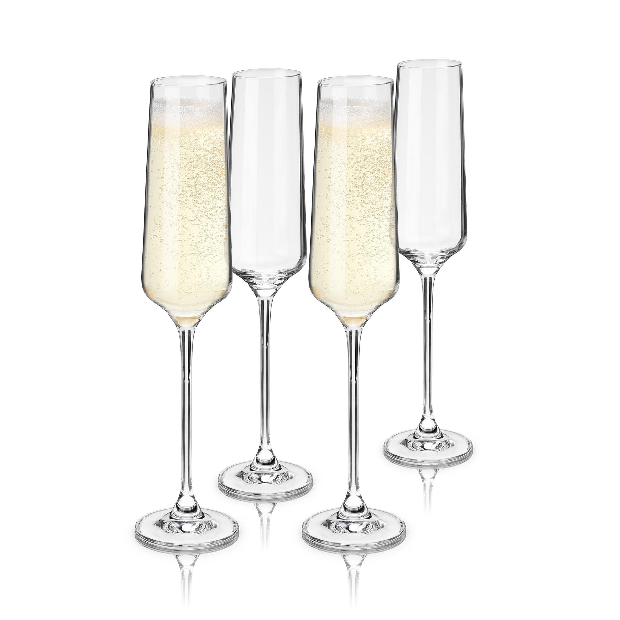 Viski European Lead-Free Crystal Champagne Flutes Set of 4