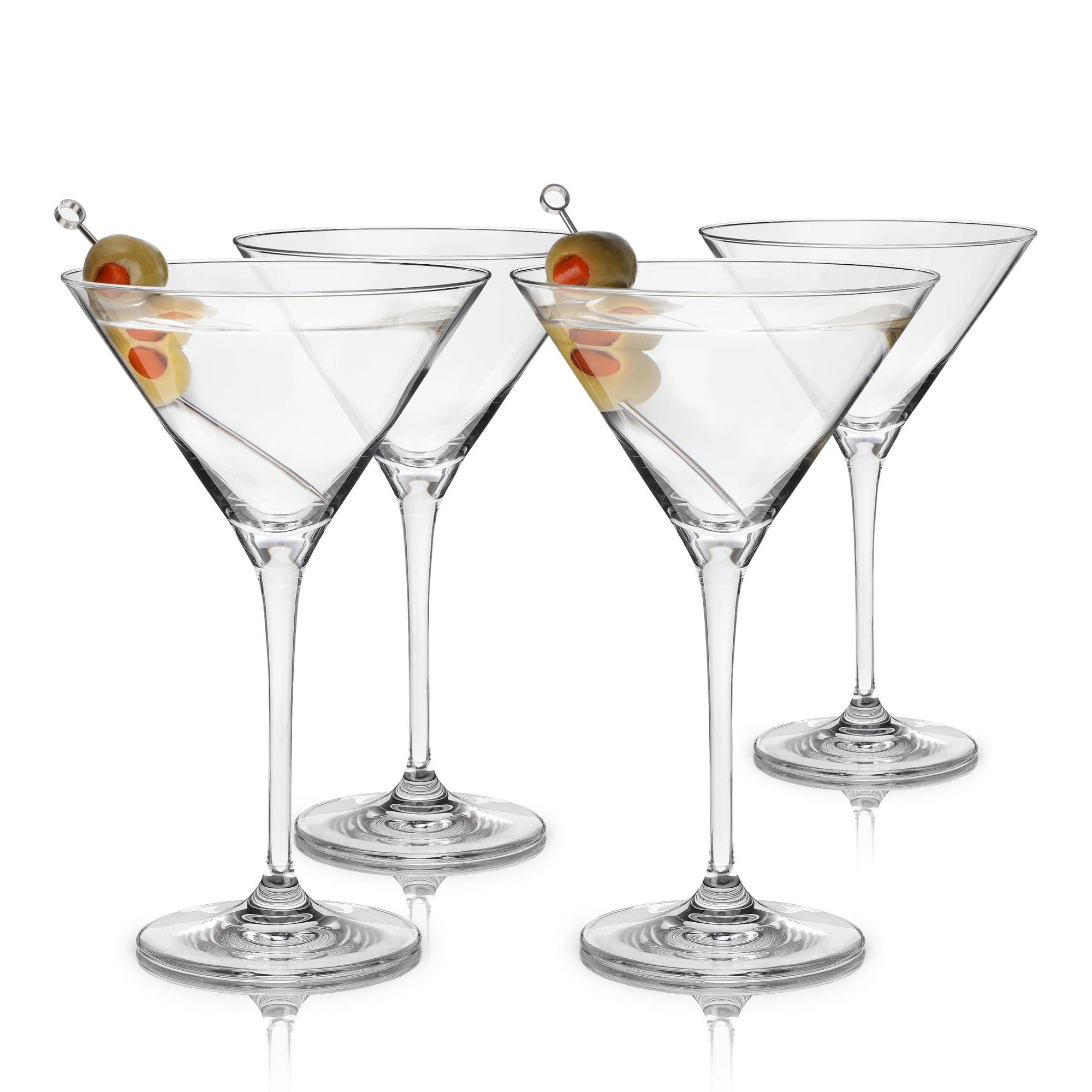 Viski Reserve Milo Crystal Martini European Crafted Cocktail Glasses, Home and Bar Drinkware, Crystal Martini Accessories, Craft Cocktail Glasses, Martini glasses Set of 4, 7oz