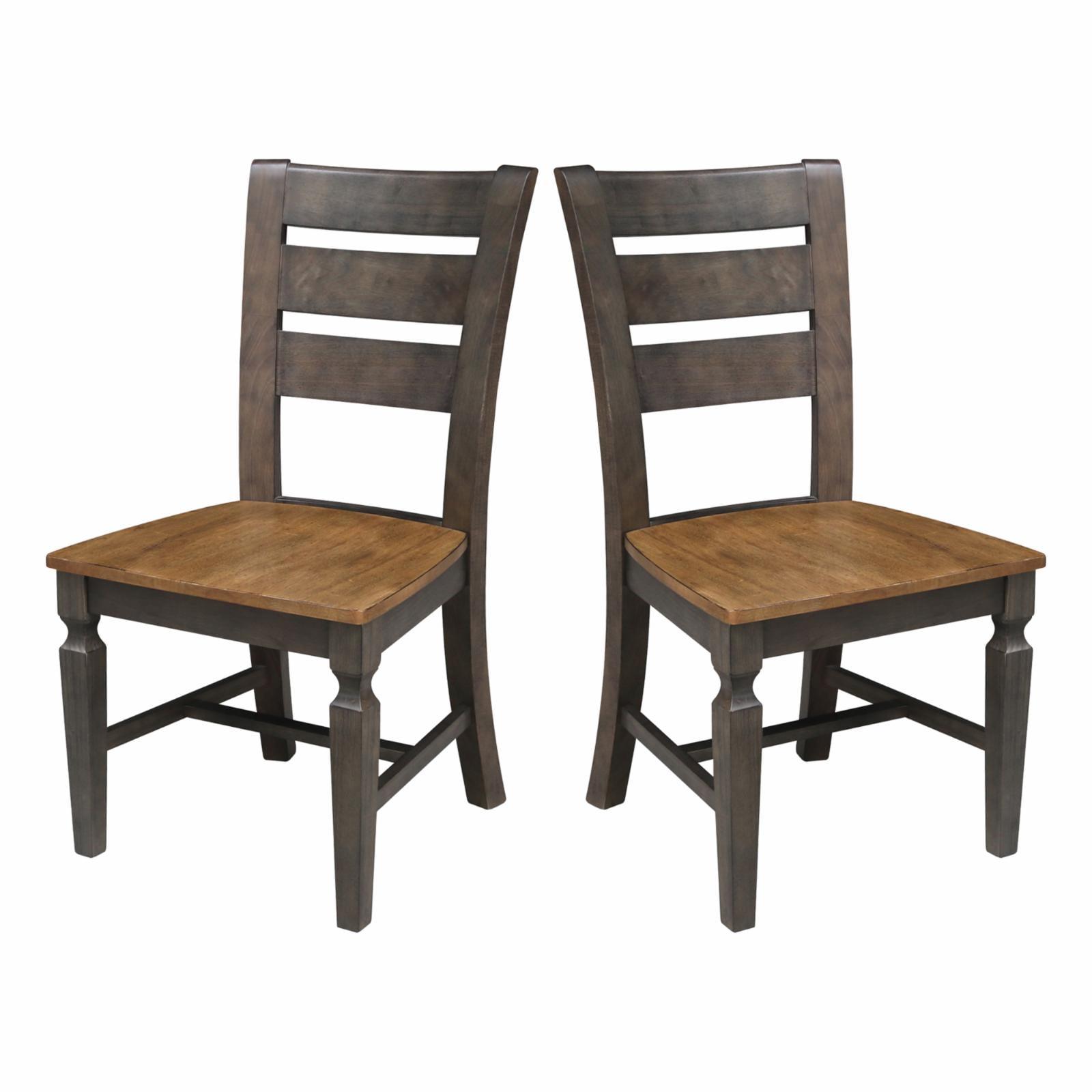 Set of 2 Vista Ladder Back Dining Chairs Hickory Brown - International Concepts: Solid Wood, Armless