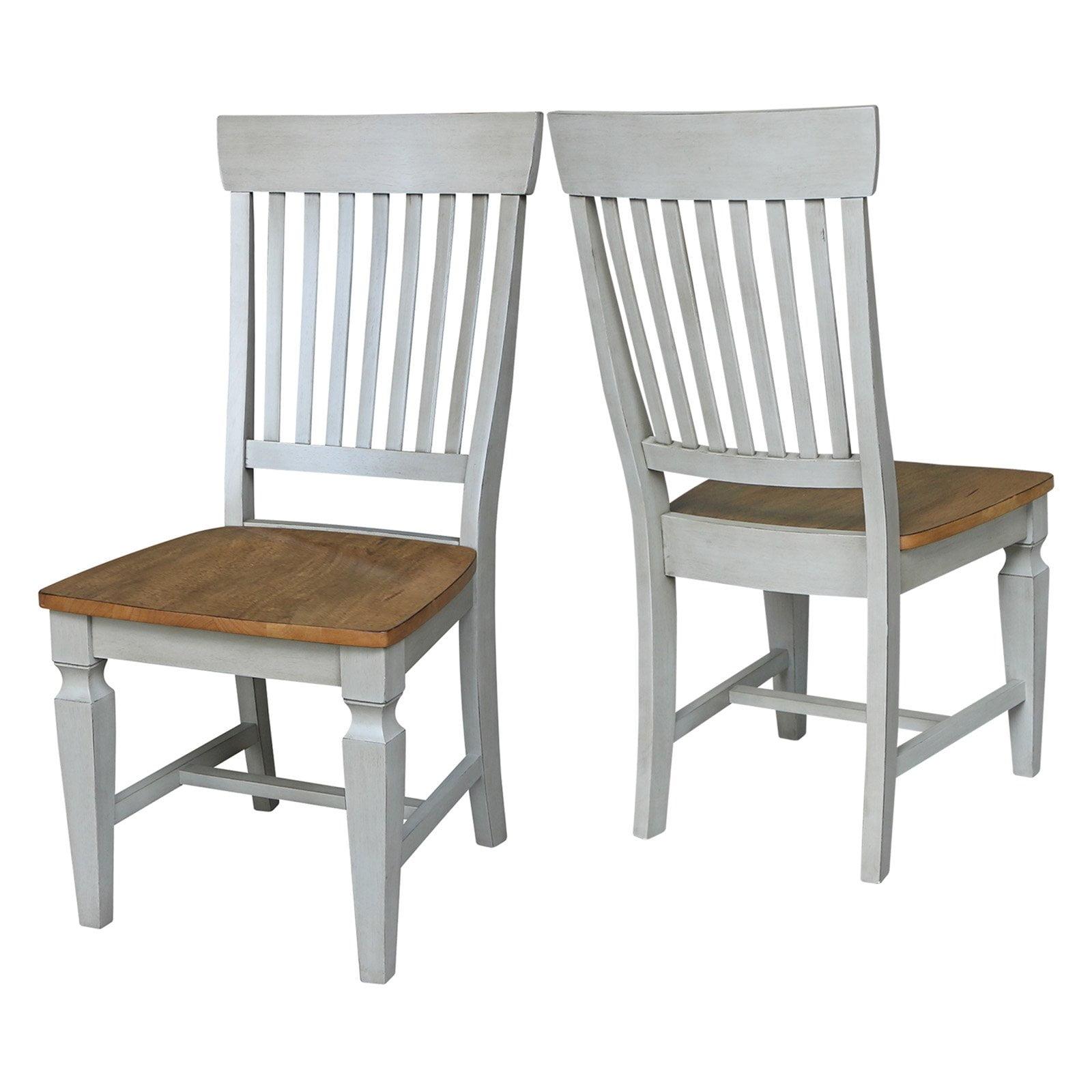 Elegant Gray Ladderback Upholstered Side Chair in Solid Wood