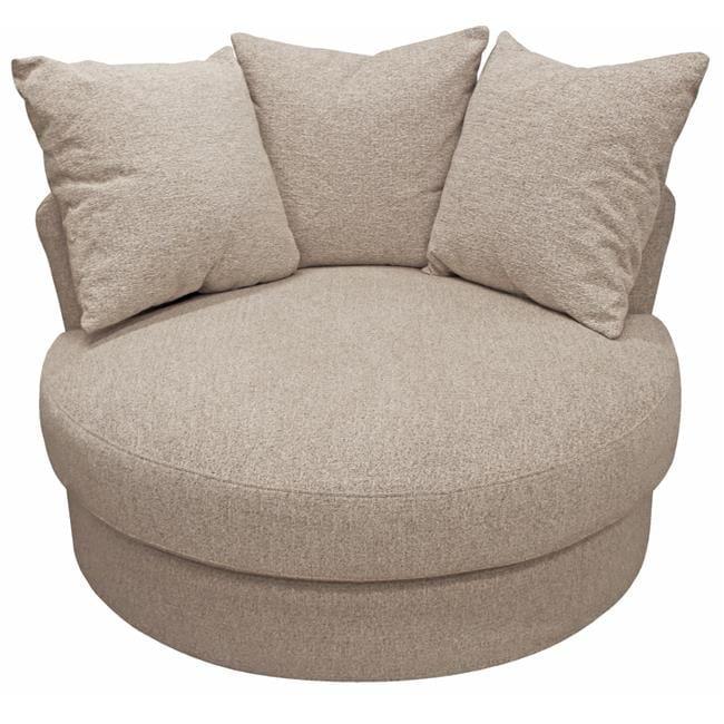 Beige Linen Swivel Chair-and-a-Half with Toss Pillows