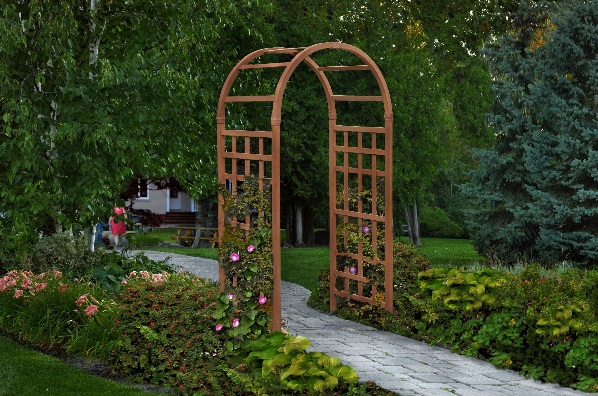 Cedar Finish Vinyl Garden Arbor with Lattice Detail