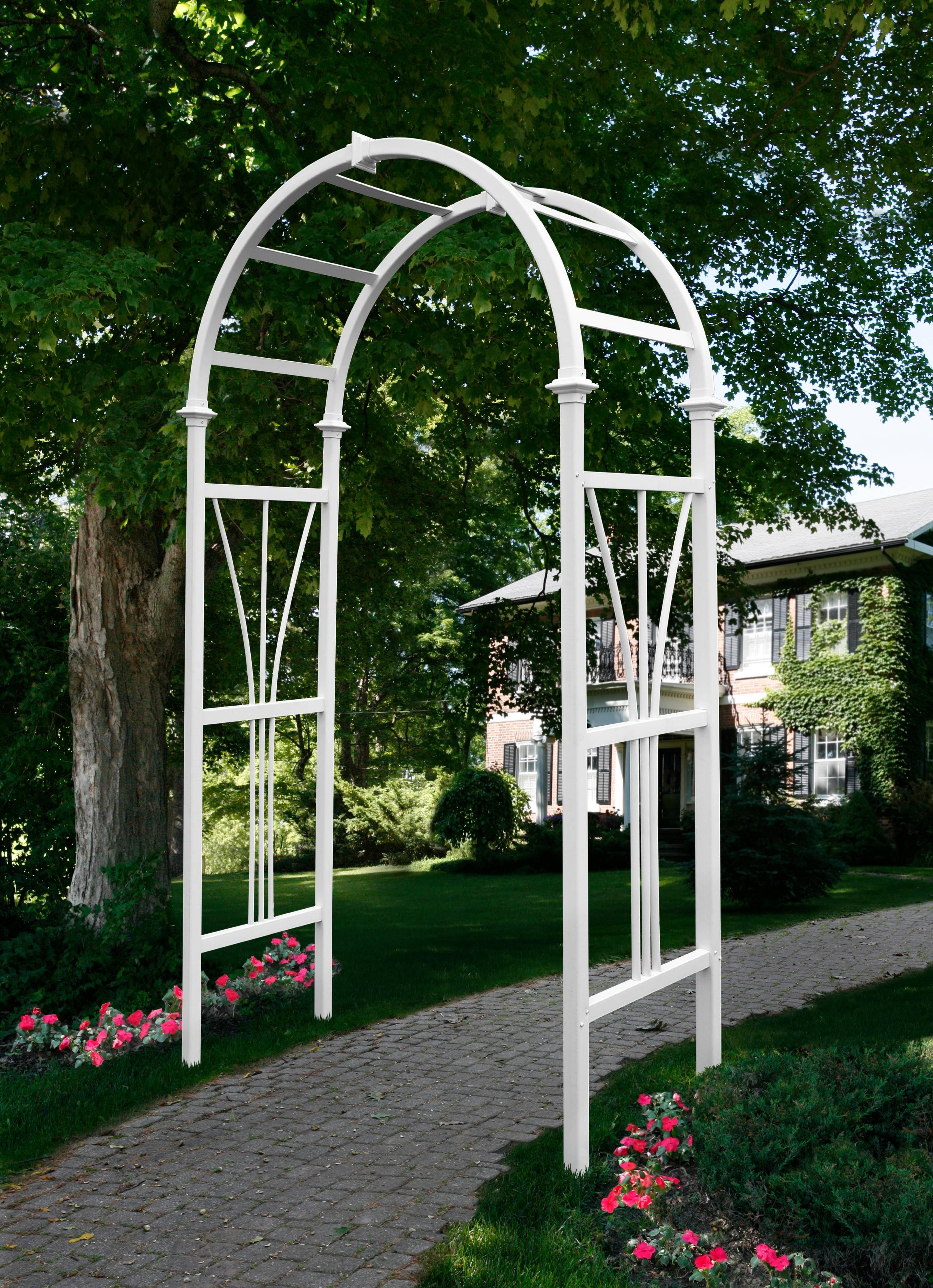 White Vinyl Garden Arbor with Arch Design