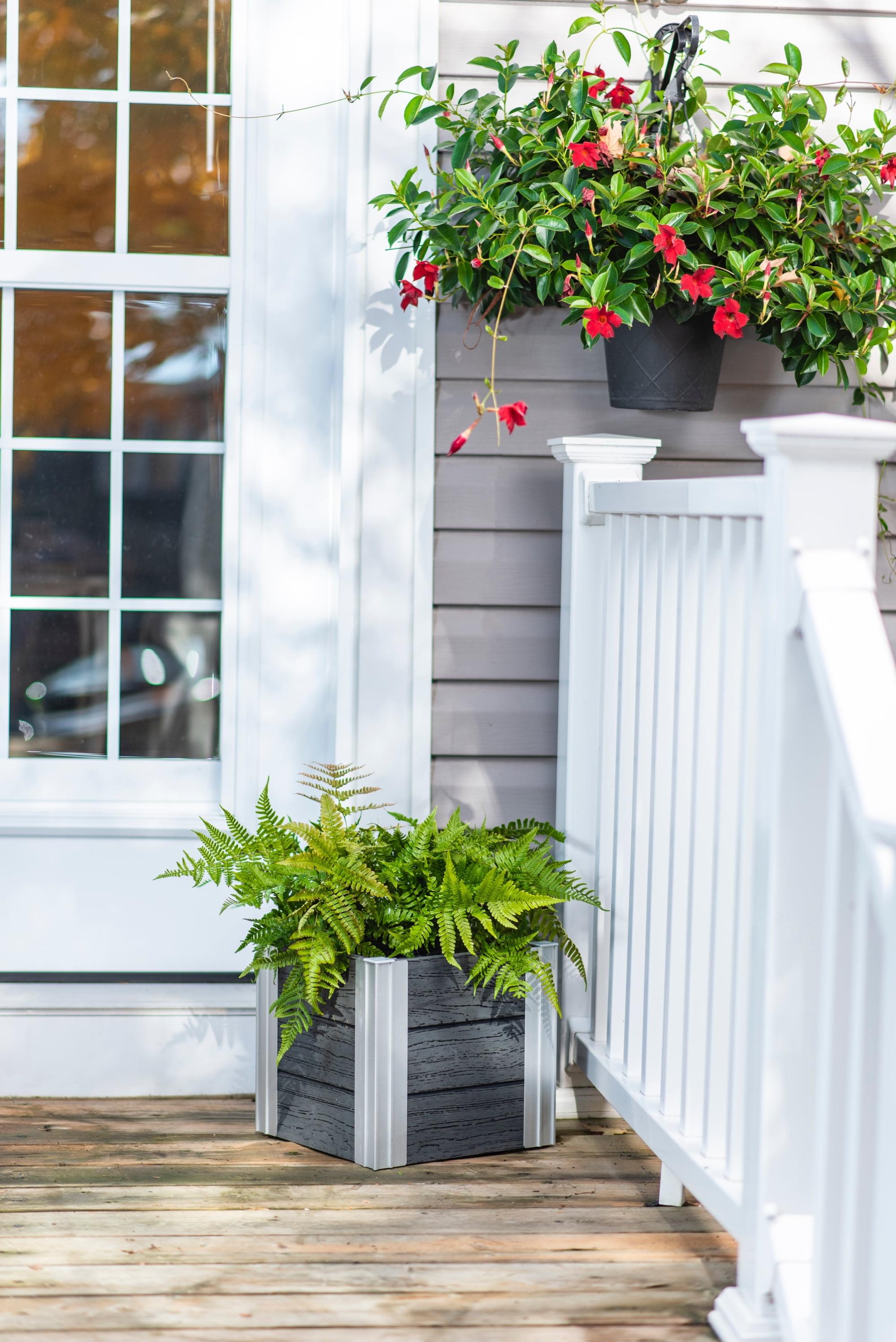 Modern Urbana Square Slate Gray PVC Medium Planter Box