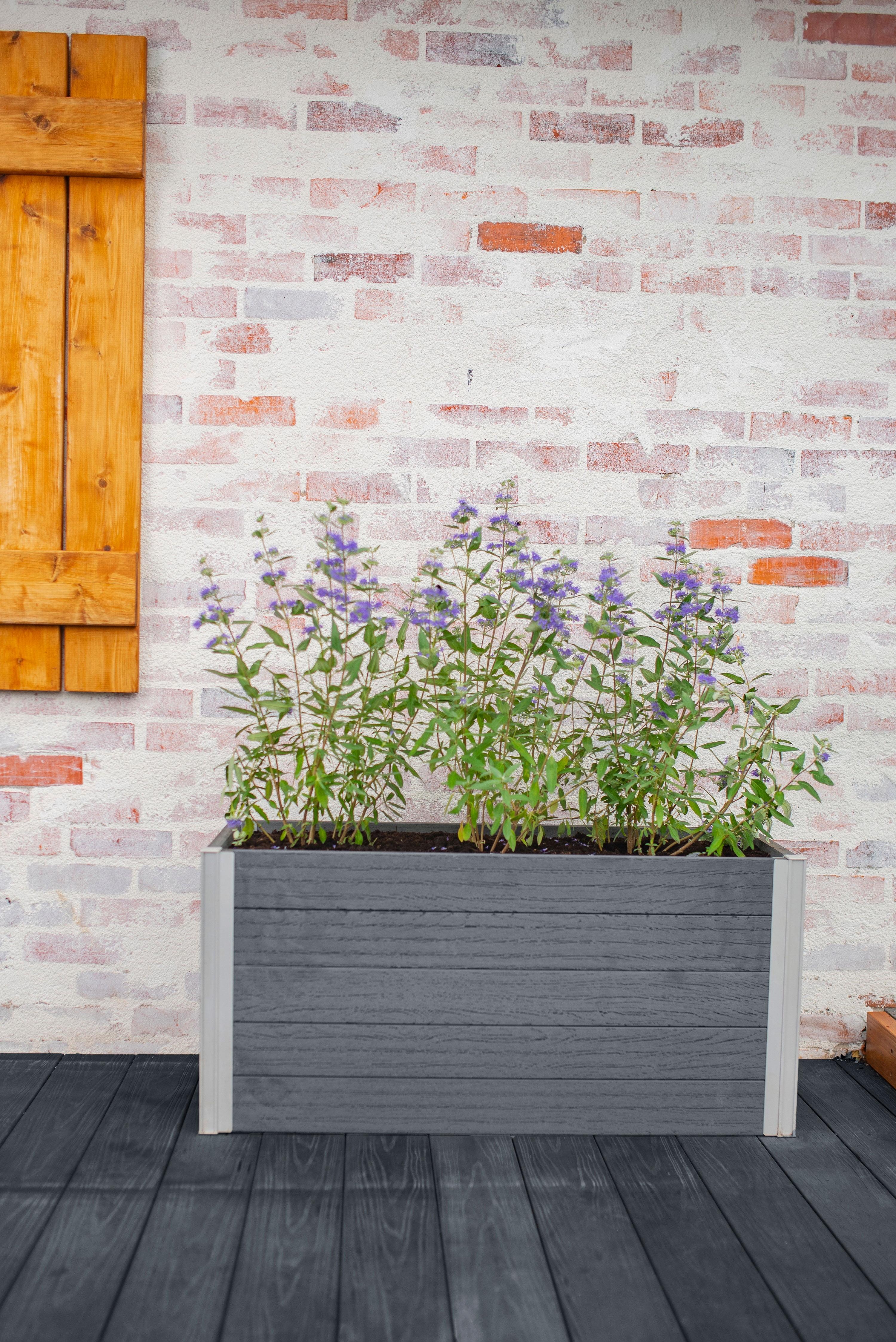 Slate Gray 40" Vinyl Parklette Planter with Aluminum Posts