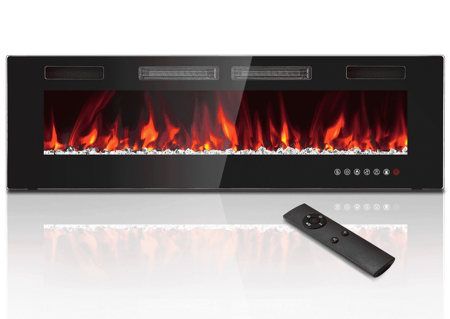 Tangkula 60" Recessed Electric Fireplace 750W/1500W heater in Wall Remote Control w/Timer Available Flame Color