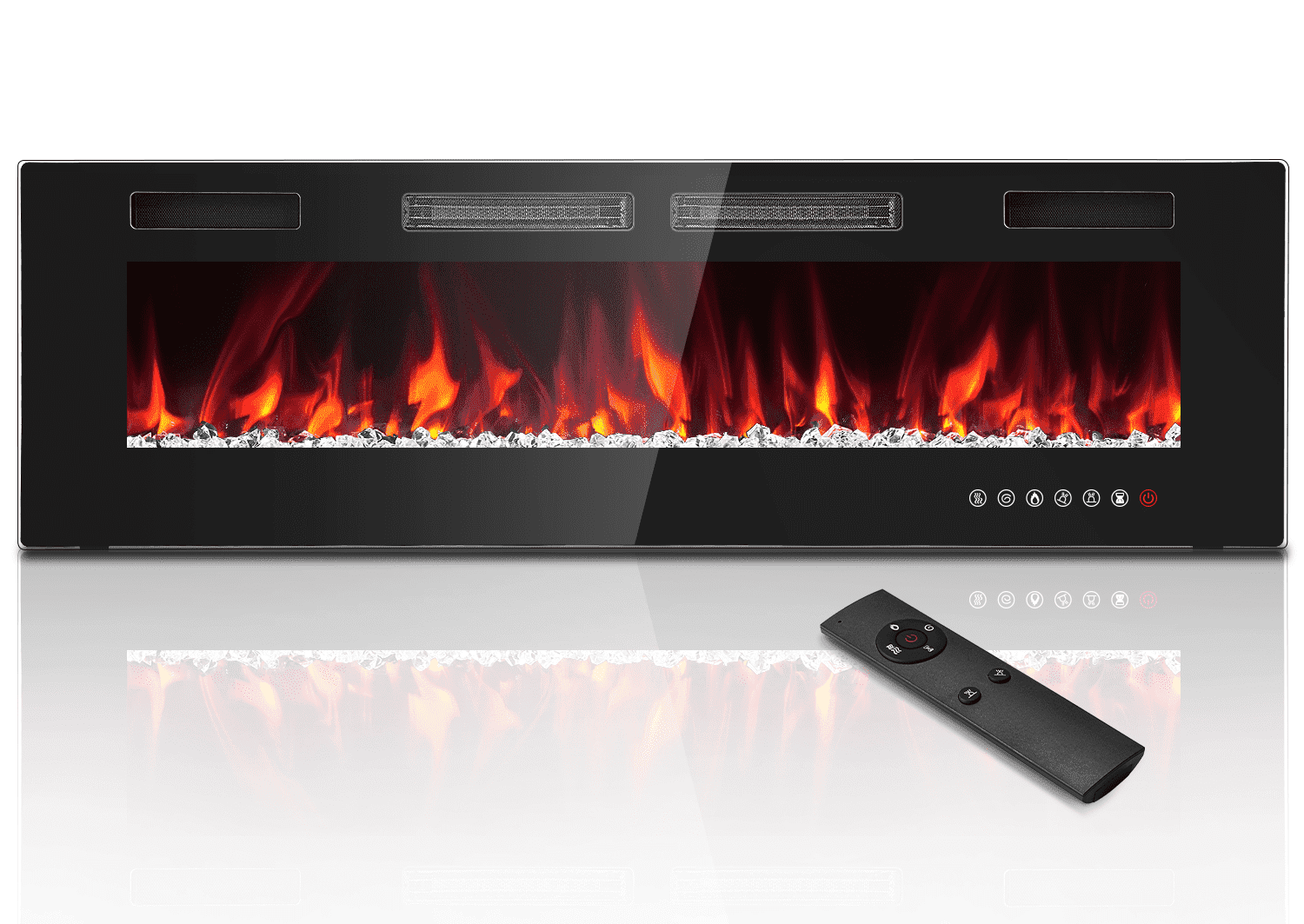 Tangkula 60" Recessed Electric Fireplace 750W/1500W heater in Wall Remote Control w/Timer Available Flame Color