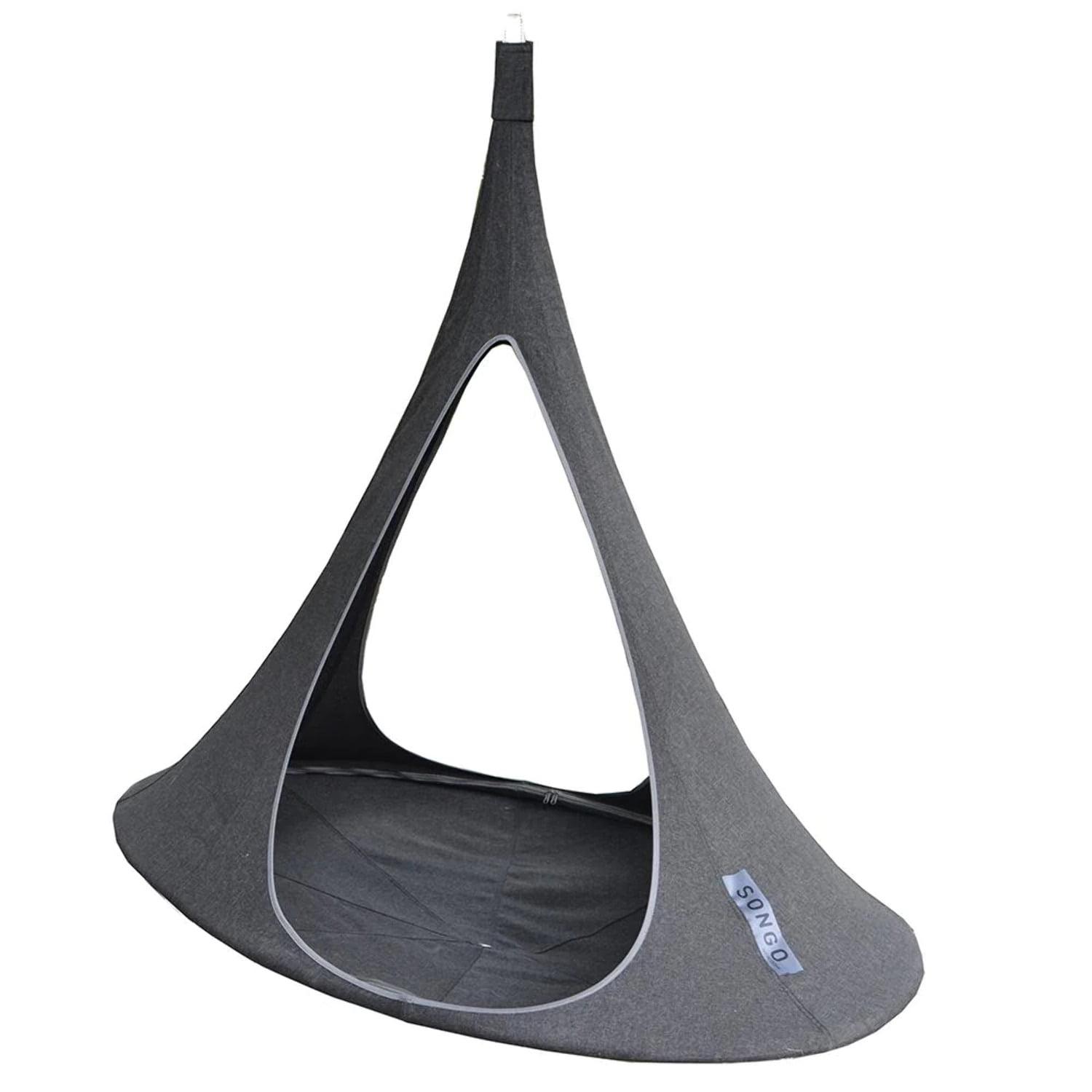 Charcoal Olefin Hanging Hammock Chair with Twin Doors