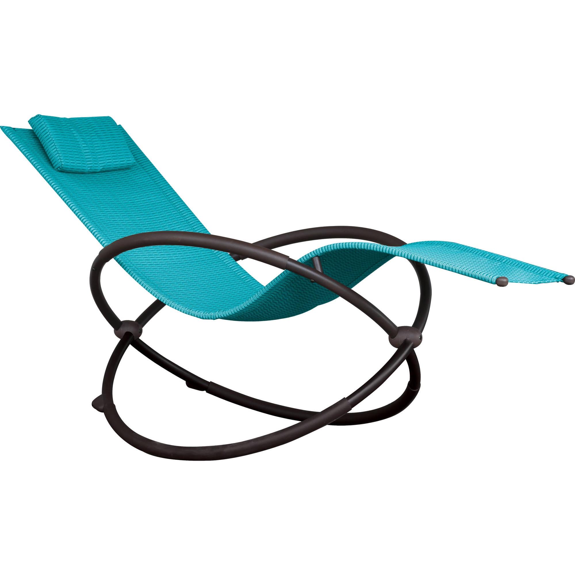 The Hamptons Collection 60” Blue Outdoor Aluminum Orbital Lounge Chair with a Pillow