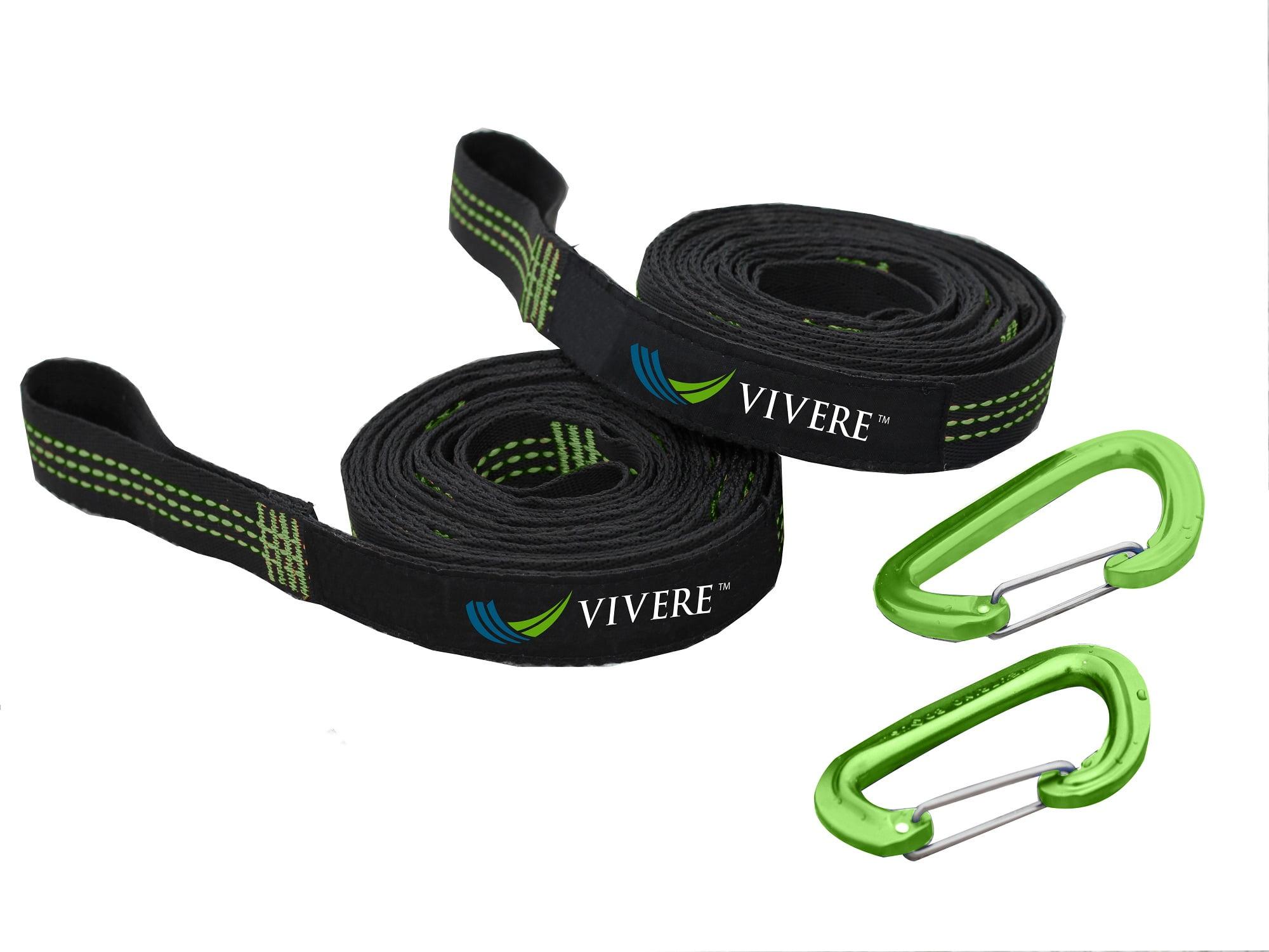 Vivere 120” Black Nylon Heavy Duty Hammock Tree Straps with Carabiners