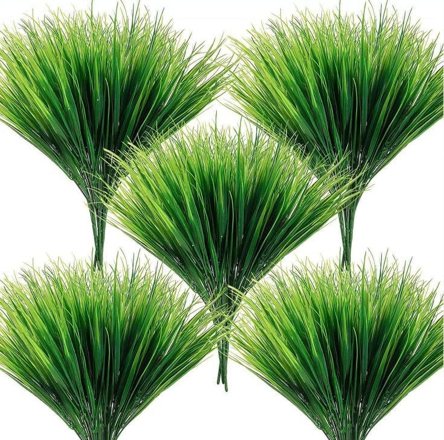 20 Bundles Artificial Outdoor Plants, Fake Wheat Grass Greenery Shrubs UV Resistant Faux Plastic Plants Garden Porch Window Box Décor (Grass)