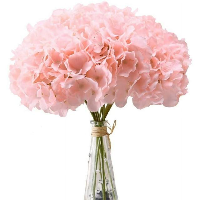 TITOUMI Hydrangea Silk Flowers Heads Blush Pack of 10 Full Hydrangea Flowers Artificial with Stems for Wedding Home Party Shop Baby Shower Décor