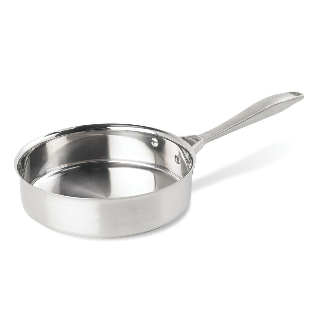 Silver 3 Quart Stainless Steel Saute Pan with Hollow Handle