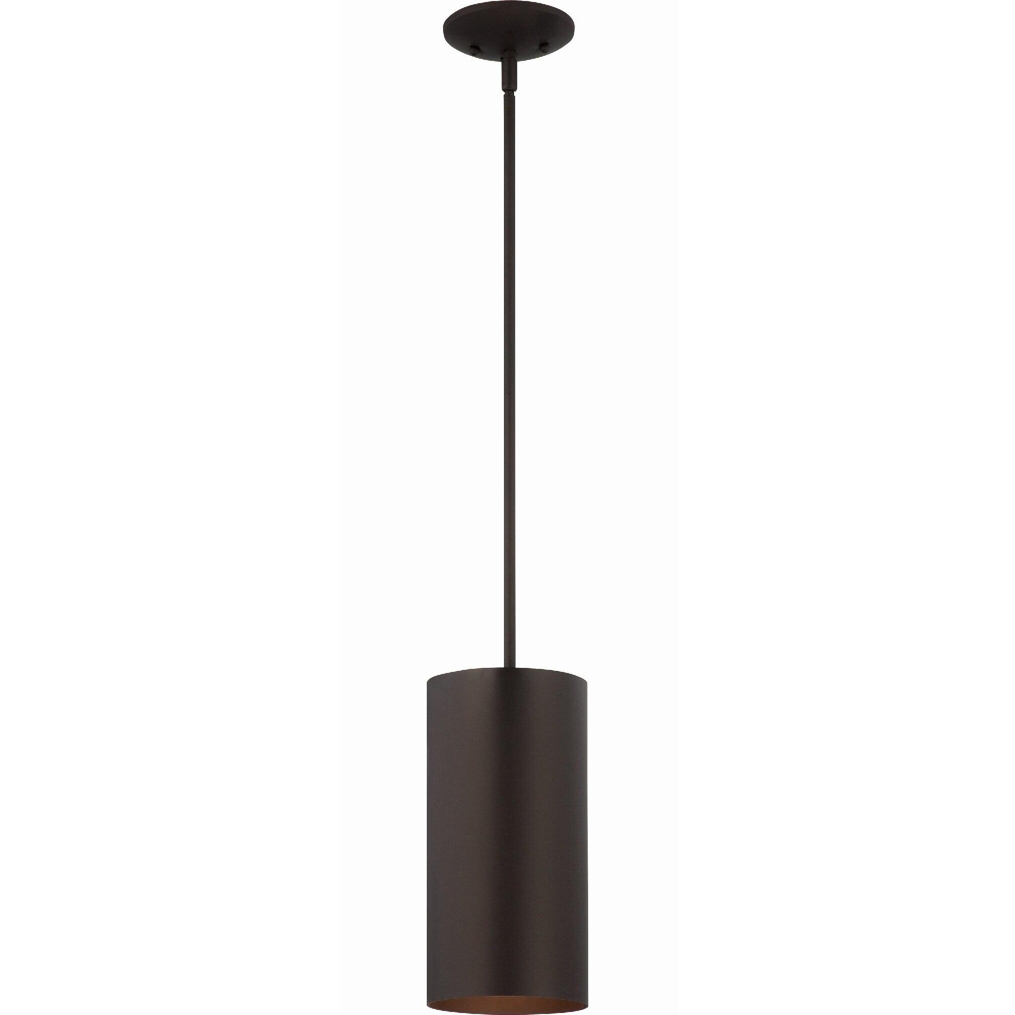 Sleek Mini Aluminum LED Cylinder Pendant - Antique Bronze