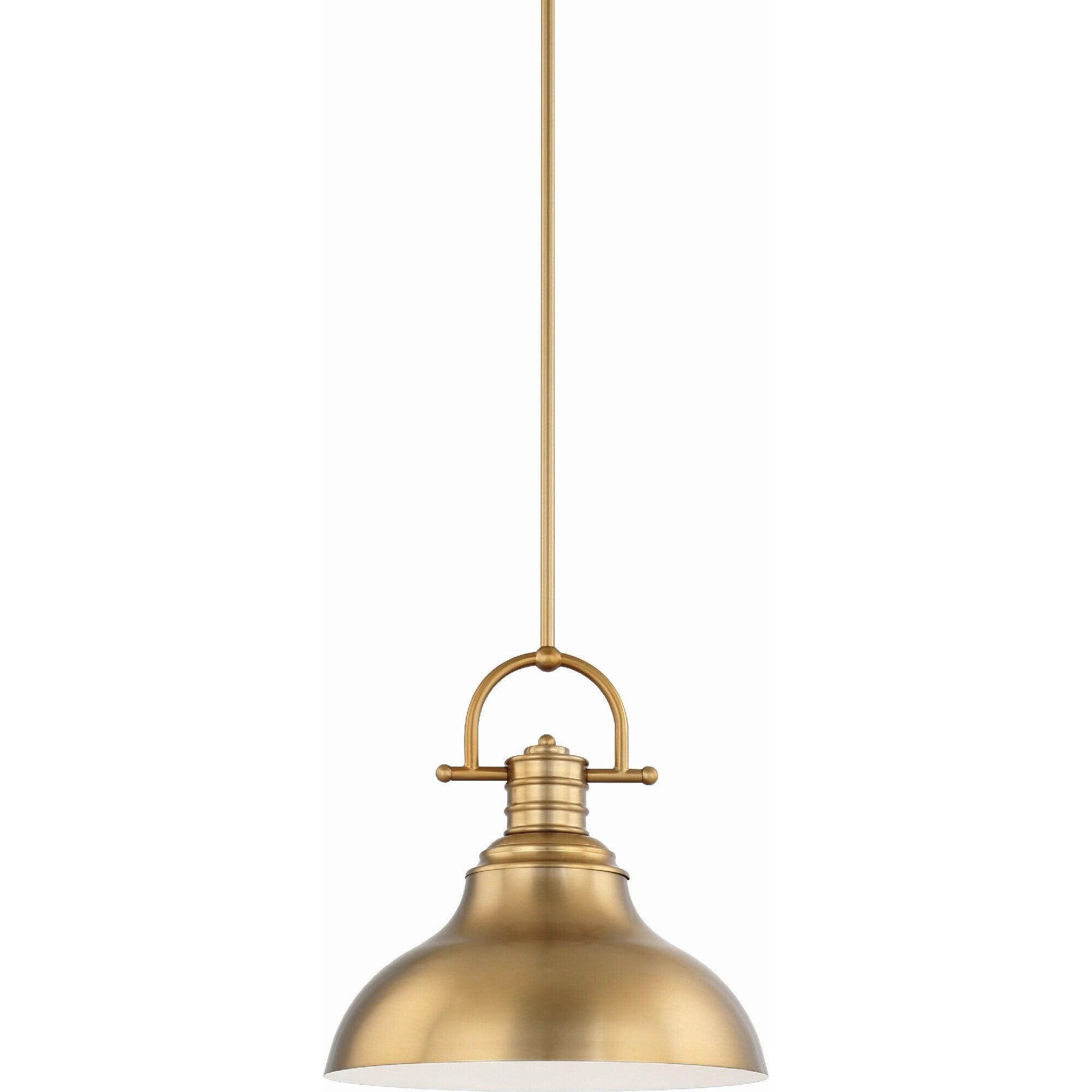 Sleek Modern Restoration Brass LED Pendant Light 13.5"