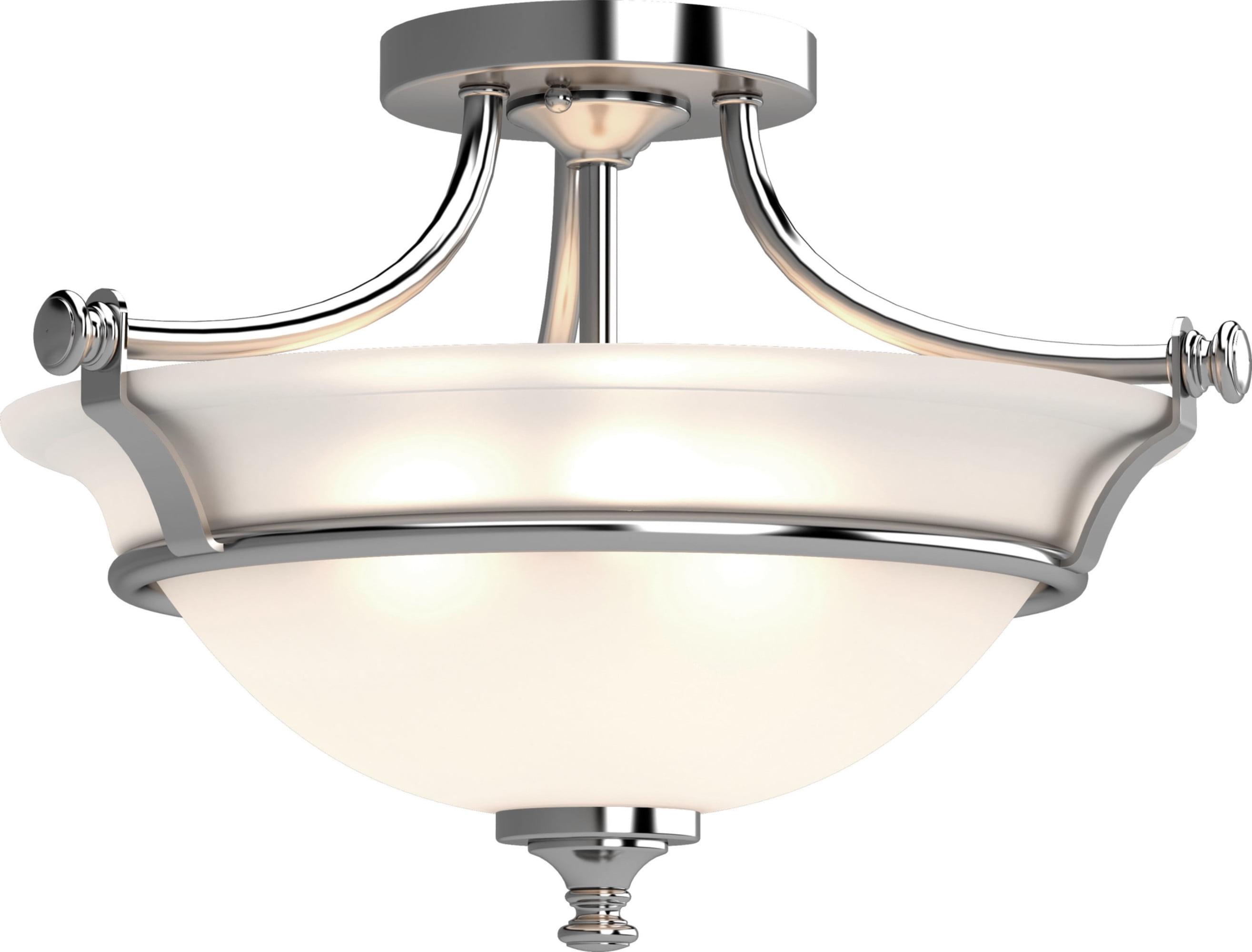 Elegant Chrome Semi-Flush Ceiling Bowl Light with Frosted Glass