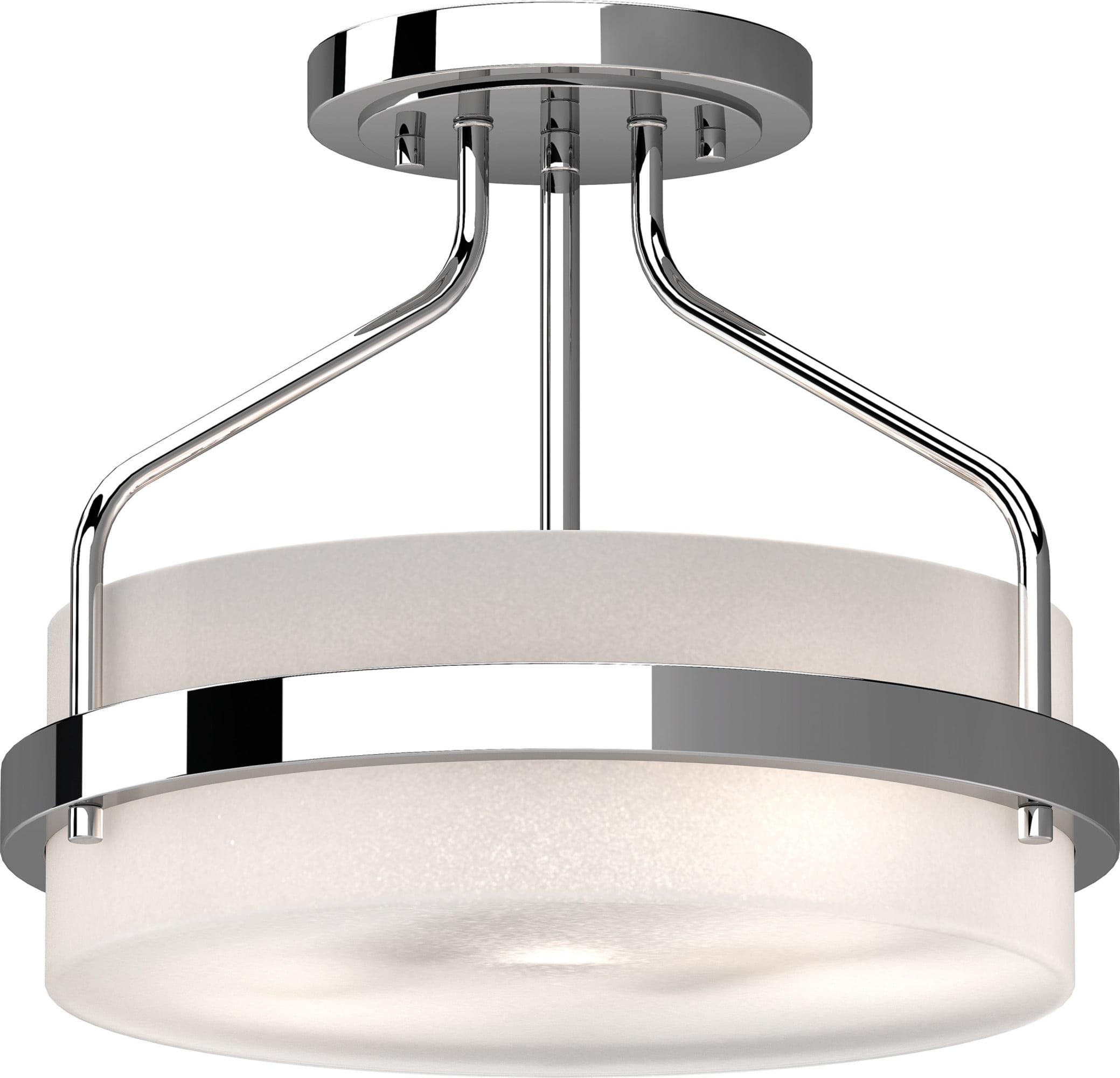 Elegant Chrome Semi-Flush Mount Ceiling Light with Frosted Glass Drum