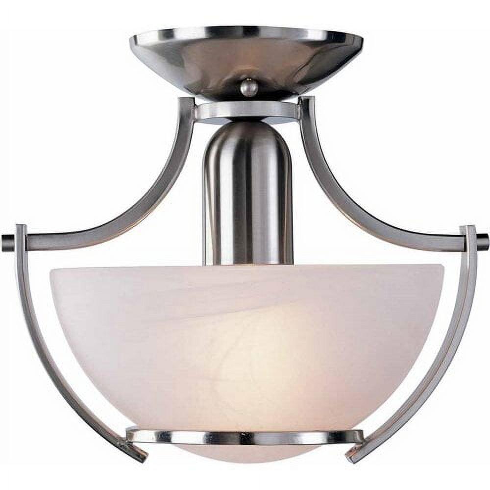 Brushed Nickel Alabaster Glass Semi Flush Mount Light