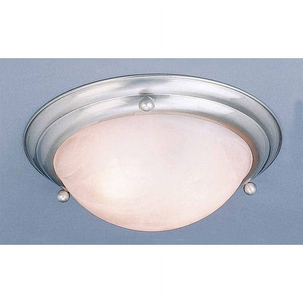 Lunar Alabaster Glass 15.5" Flush Mount in Brushed Nickel