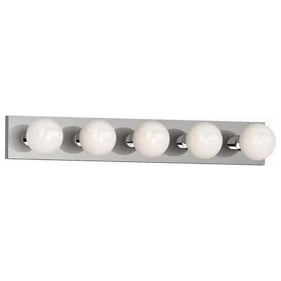 Volume Lighting 5-Light Indoor Chrome Movie Beauty Makeup Hollywood Bath or Vanity Light Bar Wall Mount or Wall Sconce