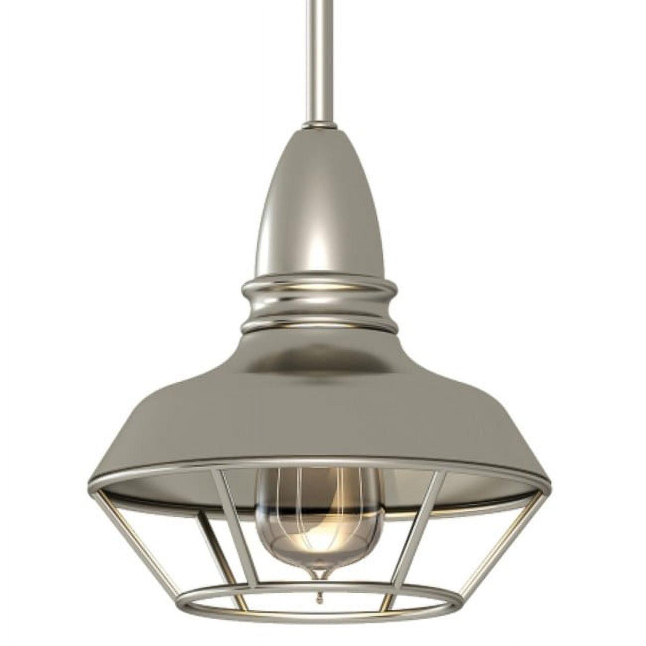 Brushed Nickel Mini Pendant with Caged Inverted Bowl