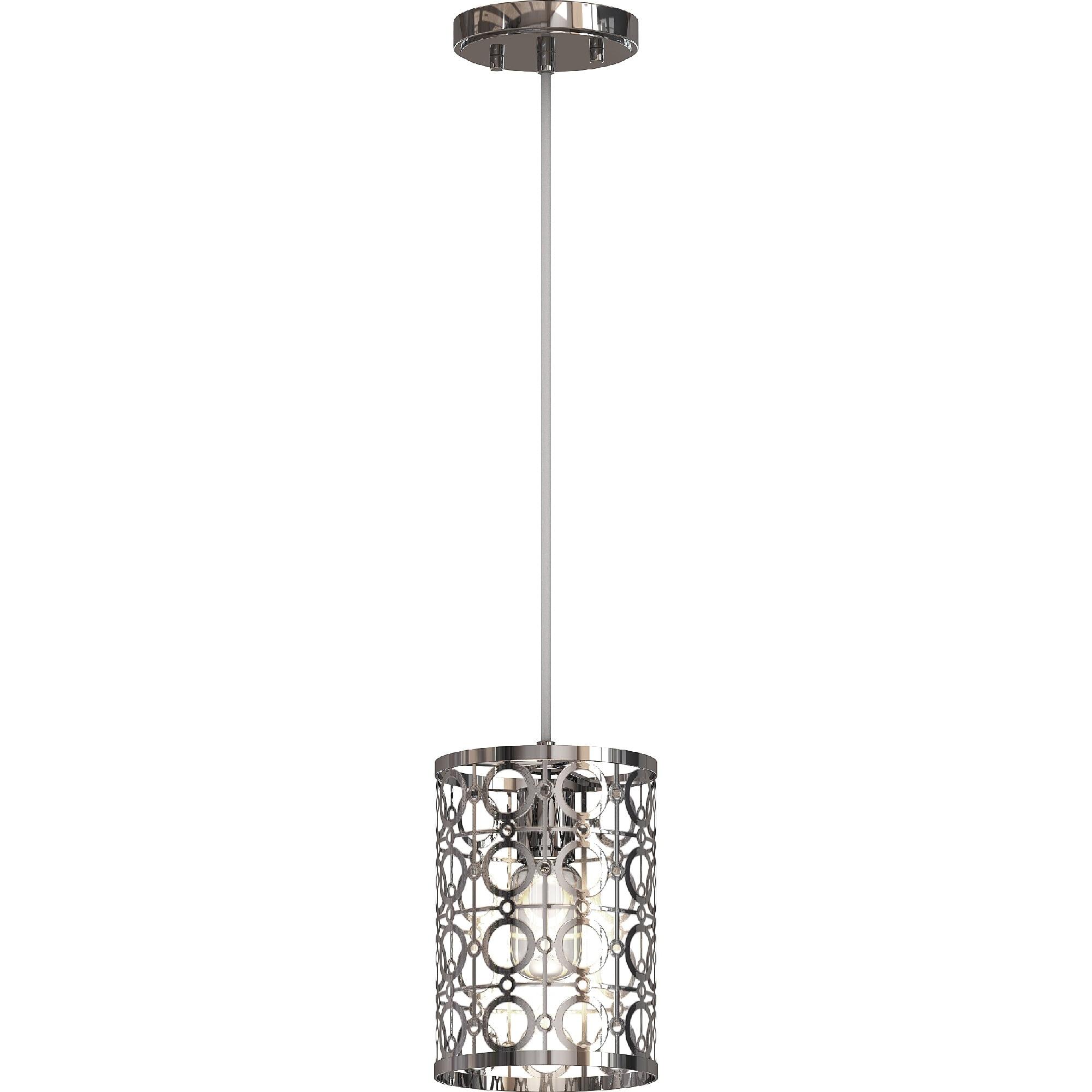 Elegant Chrome Mini Hanging Cylinder Pendant with Open Bottom