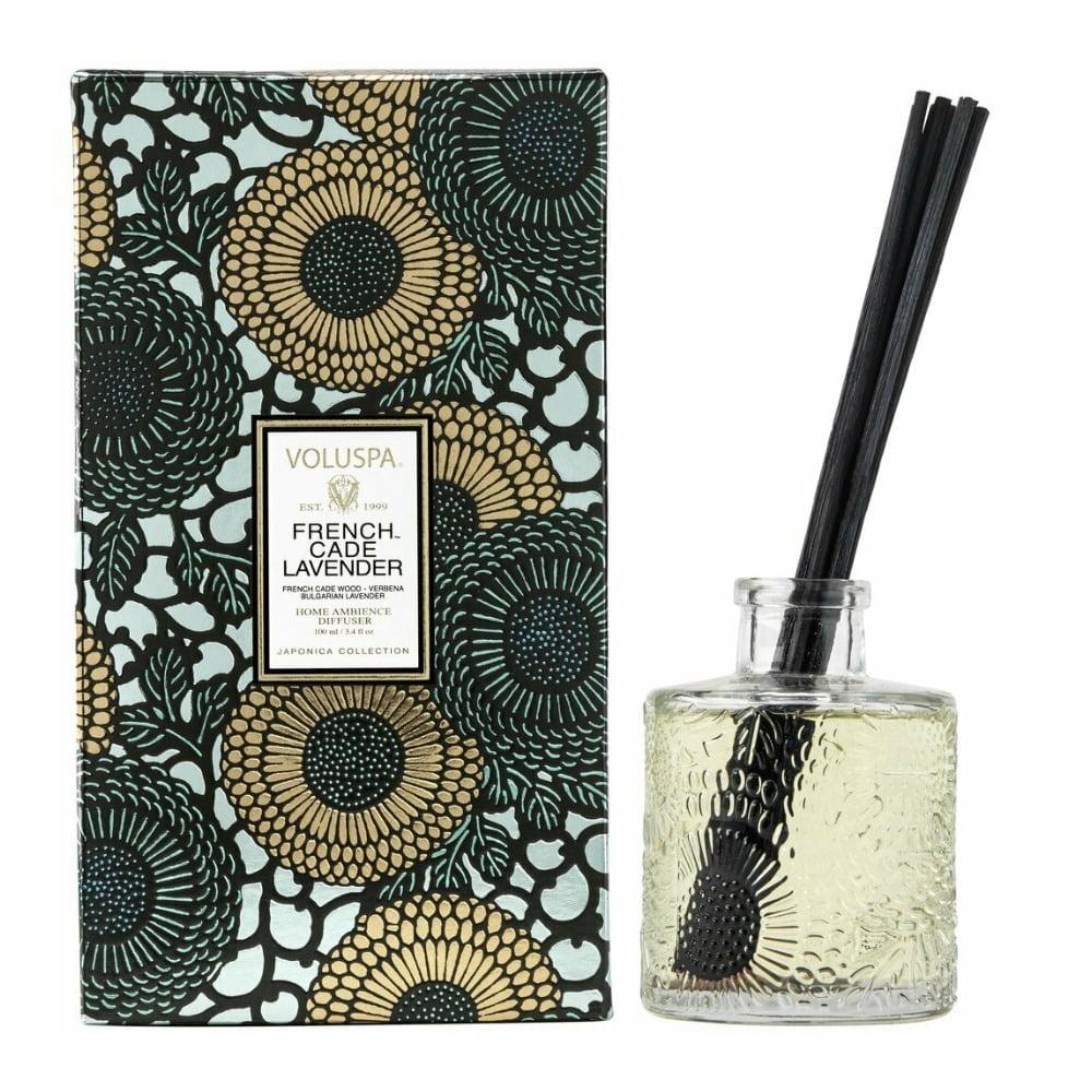 French Cade Lavender Reed Diffuser with Embossed Glass Bottle