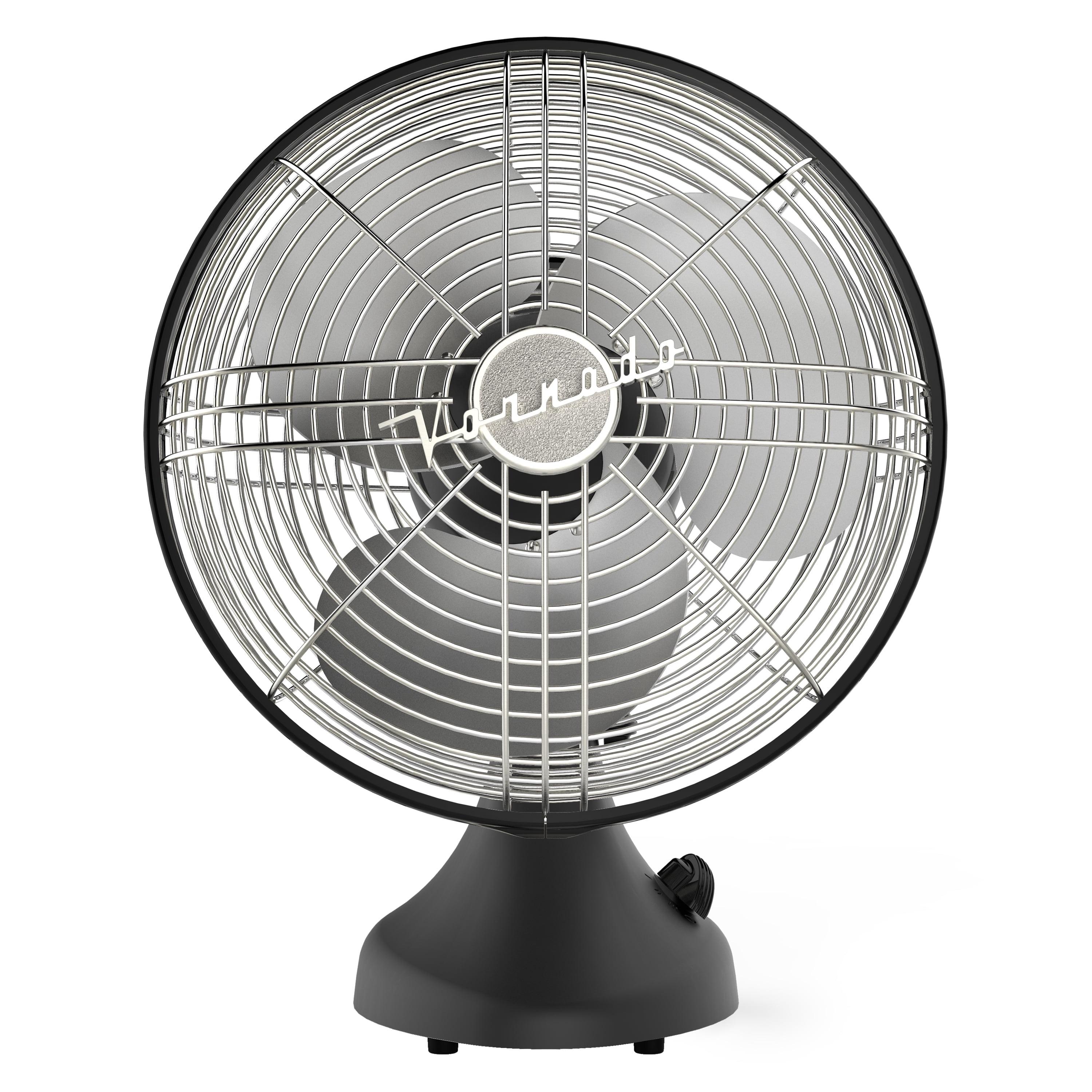 Vornado Silver Swan Portable Oscillating Fan Black: Metal Desk Fan, Quiet Air Circulation, Adjustable Tilt, 3 Speeds