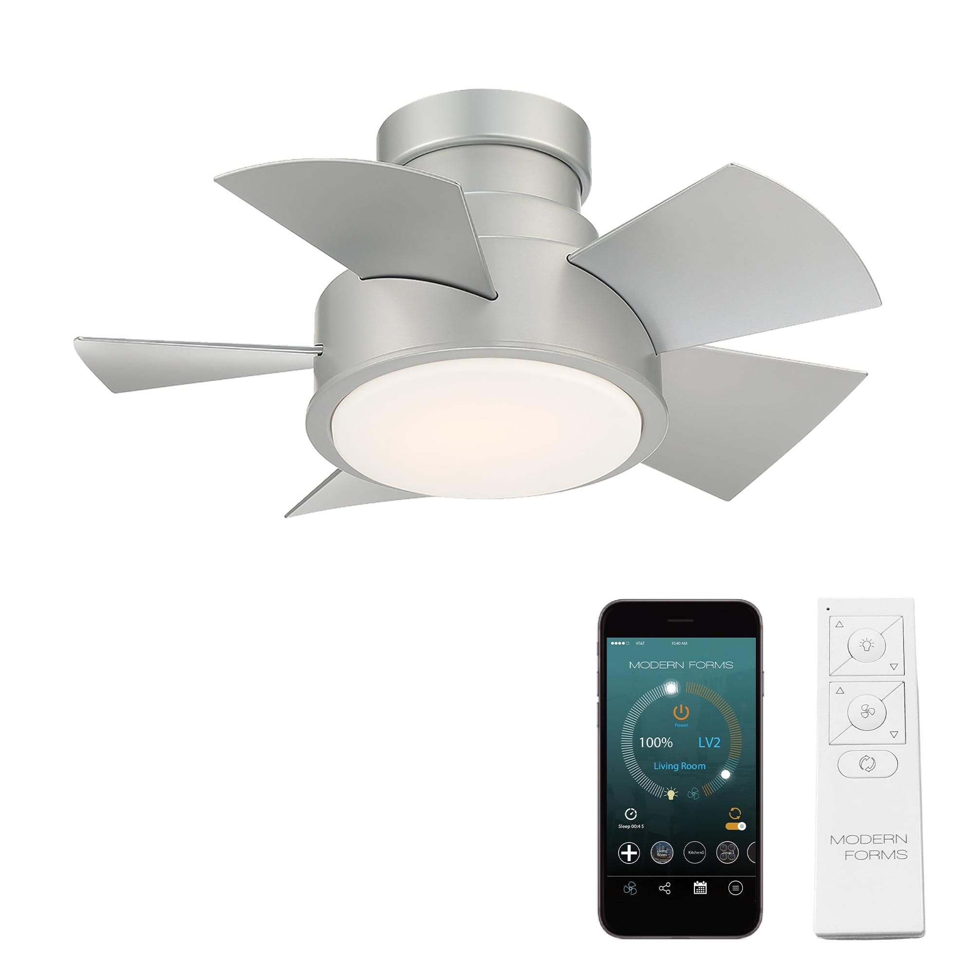 Vox 5 - Blade Indoor/Outdoor Smart Flush Mount Ceiling Fan with Remote Control and LED Light Kit