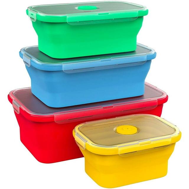 Vremi Multicolor Silicone Collapsible Airtight Food Storage Container (4 Count)