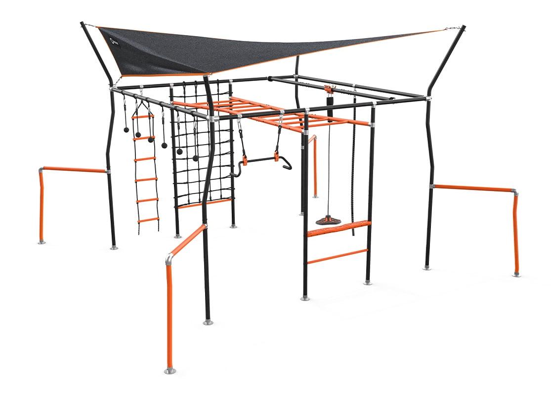 Vuly Adventure Quest Outdoor Play Monkey Bars & Jungle Gym with Net, Ladder, Swings & Shade Cover
