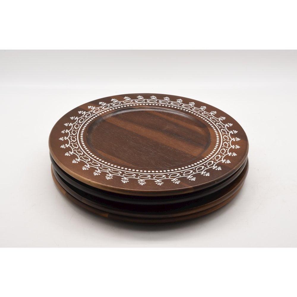 WHITE LABEL Acacia Wooden Charger Plate 4Pcs/Set