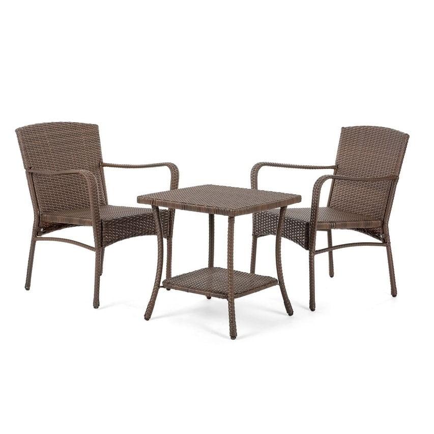 Leisure Brown Wicker 3-Piece Outdoor Patio Conversation Set