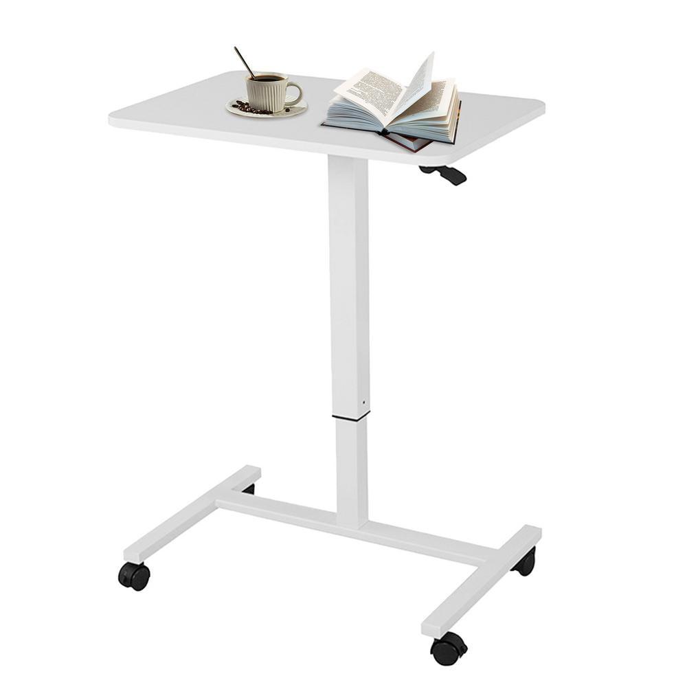 Small Mobile Rolling Standing Desk - Overbed Table, Teacher Podium with Wheels, Adjustable Work Table, Rolling Desk Laptop Computer Cart for Home, Office, Classroom