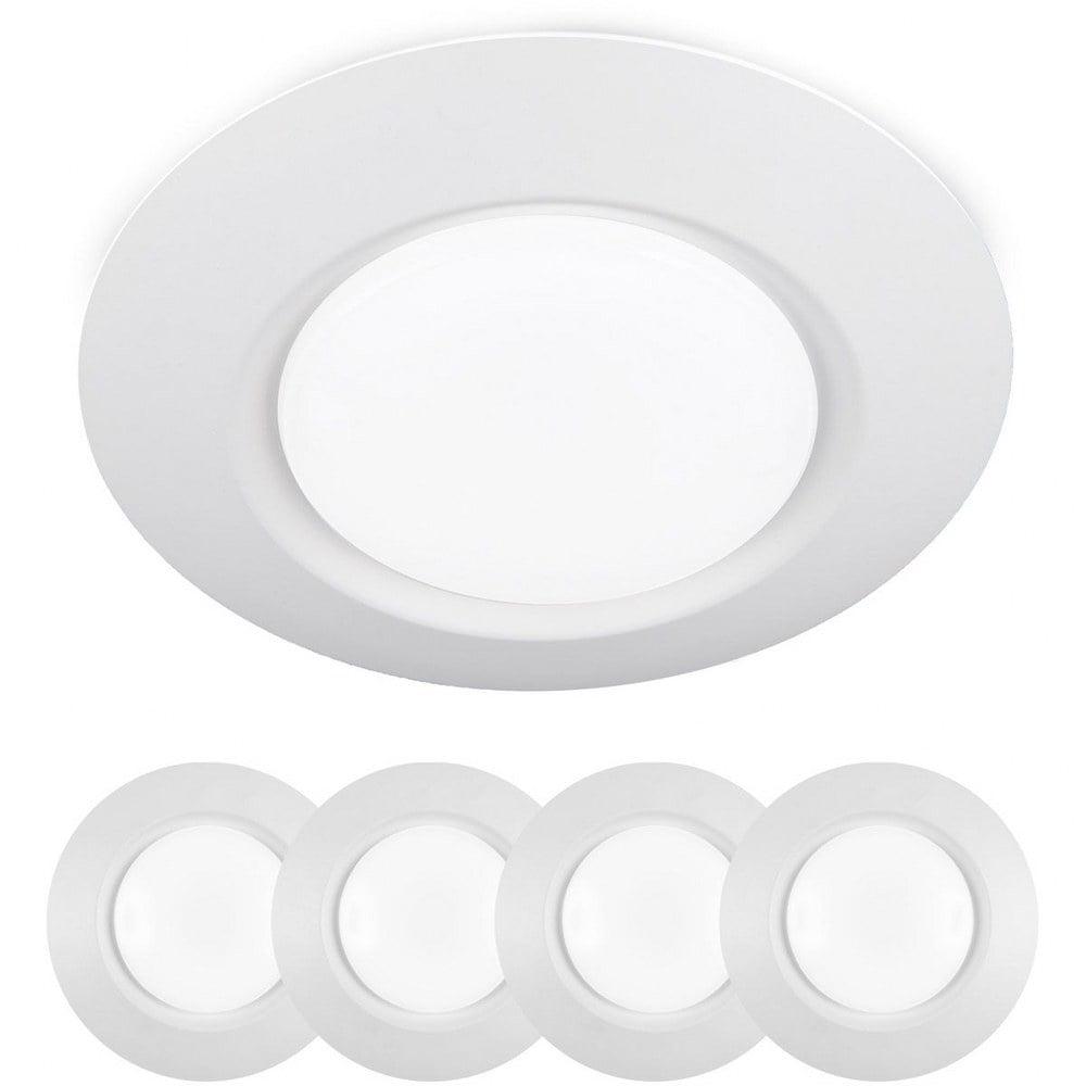 White Glass LED Flush Mount Ceiling Light, 4-Pack