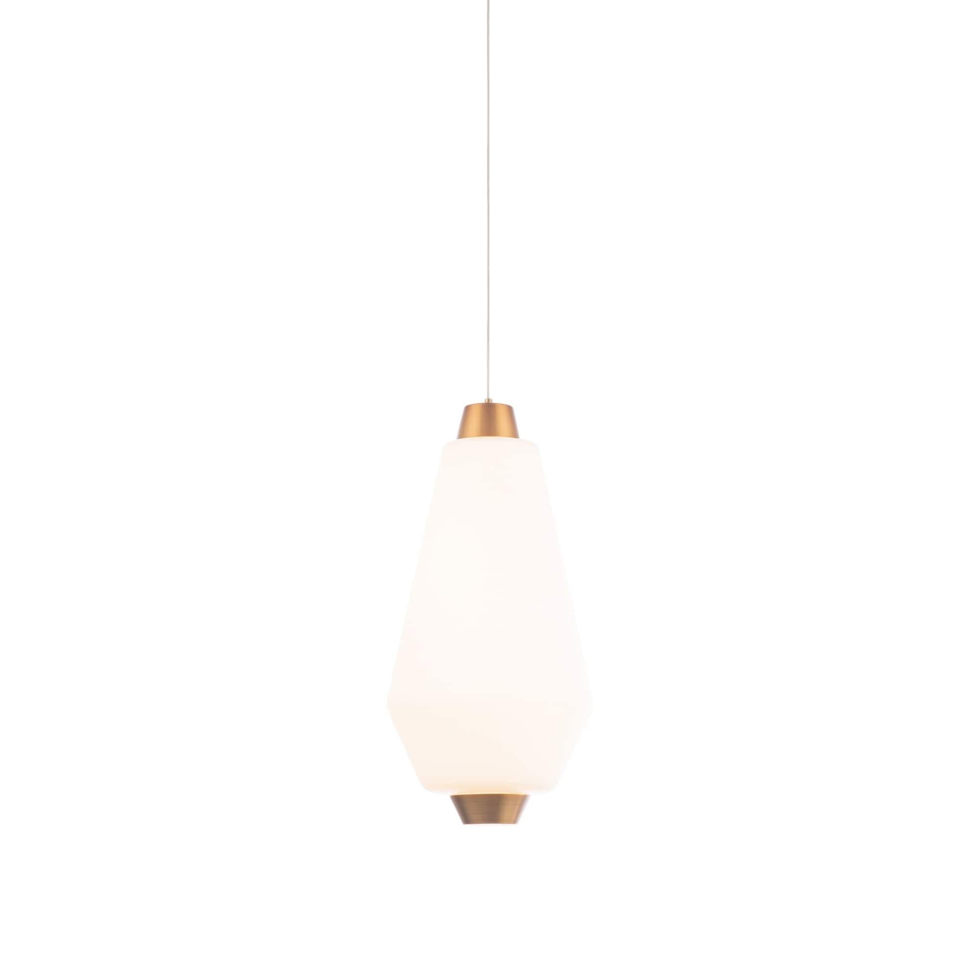 Amelia Transitional Aged Brass Mini LED Pendant with Opal Glass