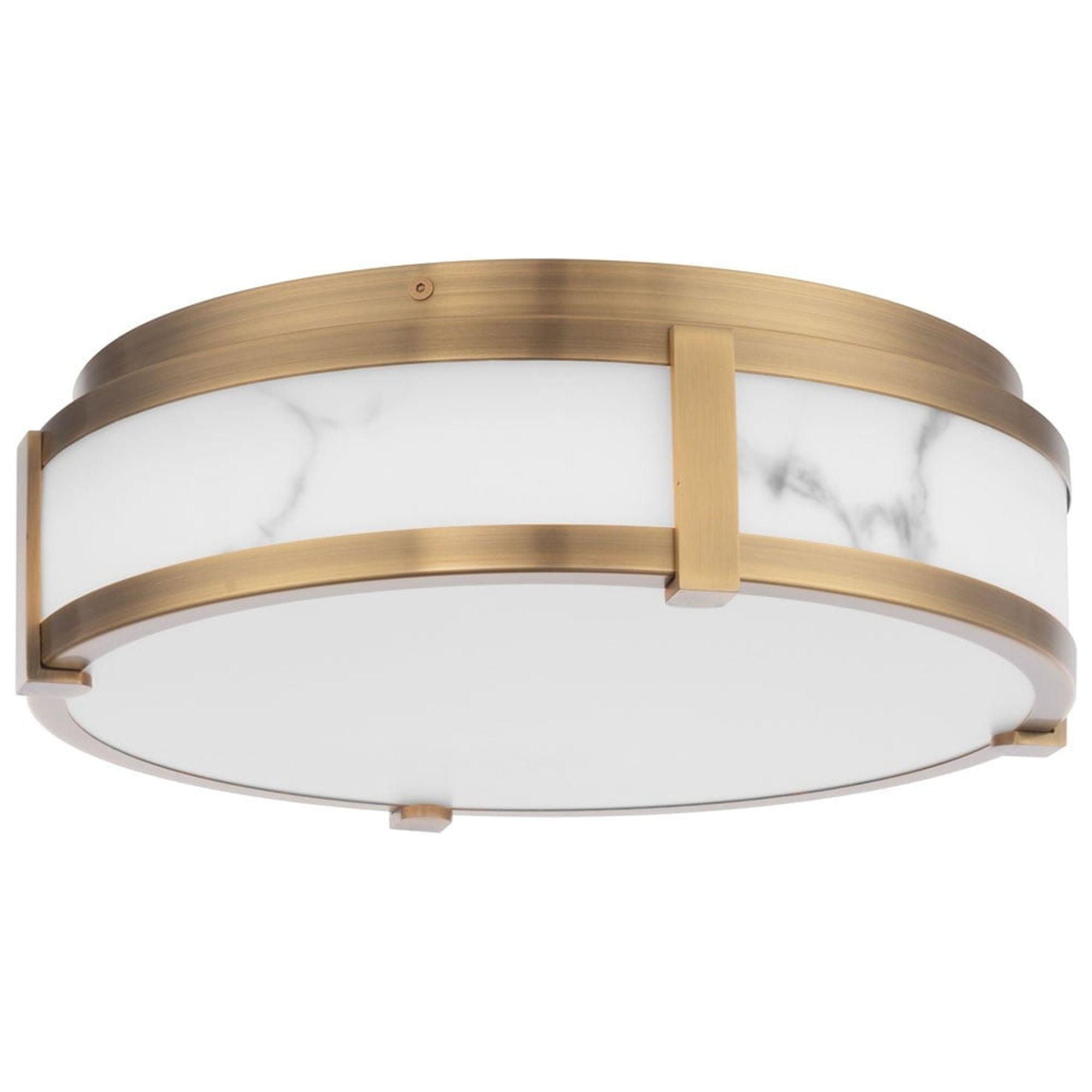 Constantine 14" Aged Brass LED Flush Mount with Etched Acrylic Shade