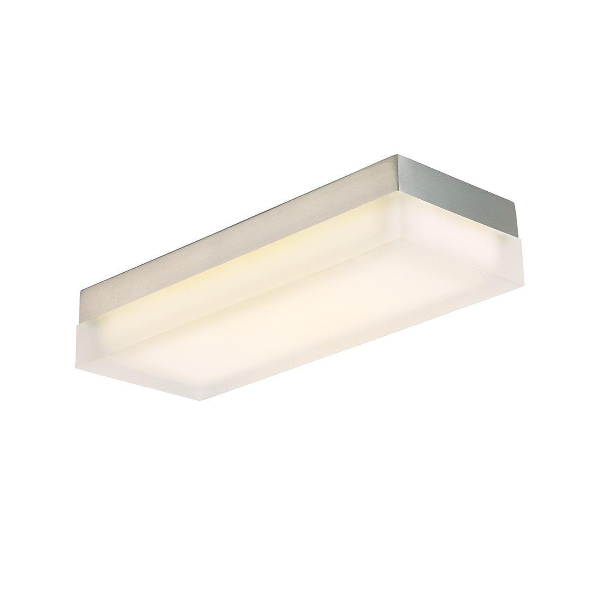 Brushed Nickel 14" LED Rectangular Flush Mount with Etched Glass