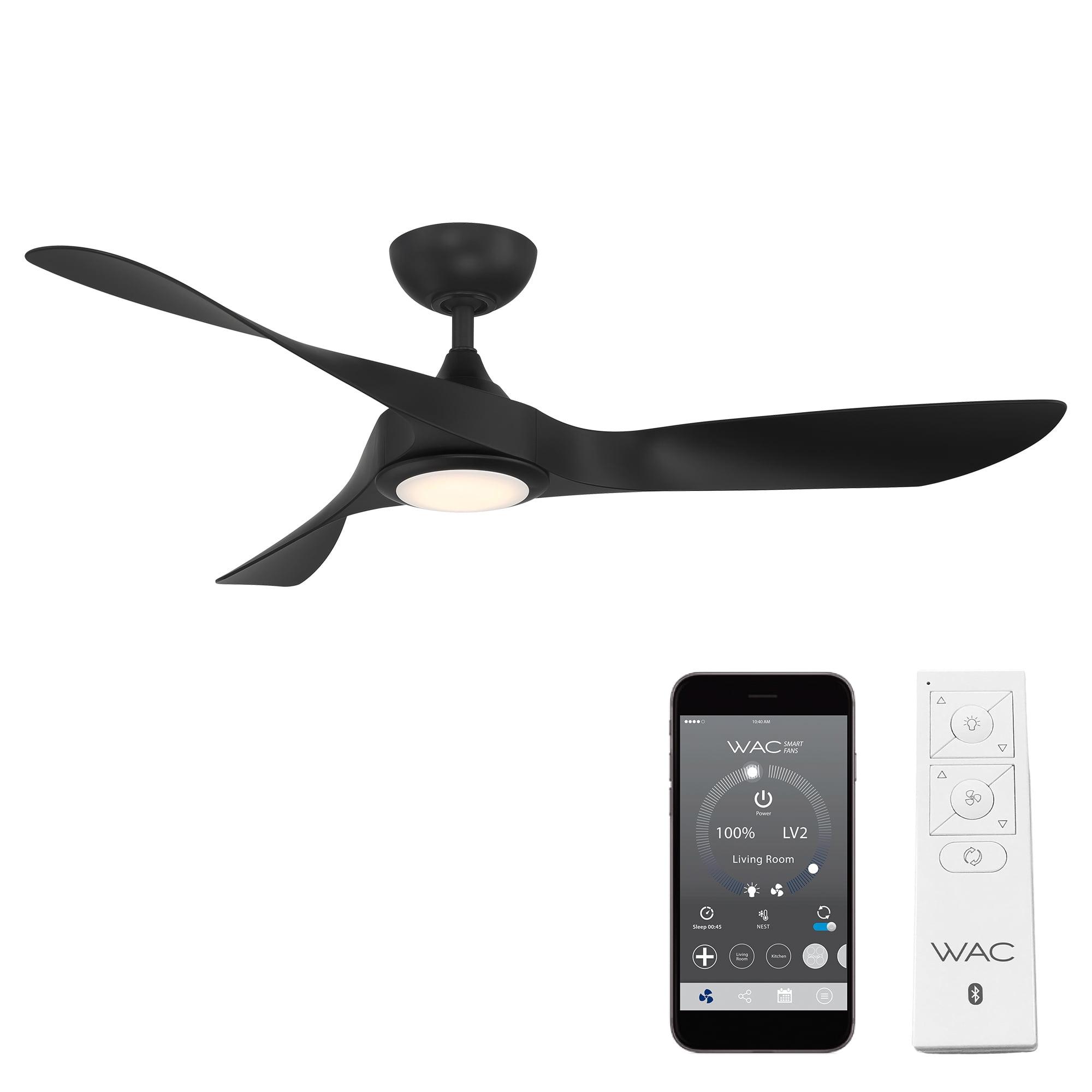 54" Swirl 3 - Blade Outdoor LED Smart Propeller Ceiling Fan with Remote Control and Light Kit Included