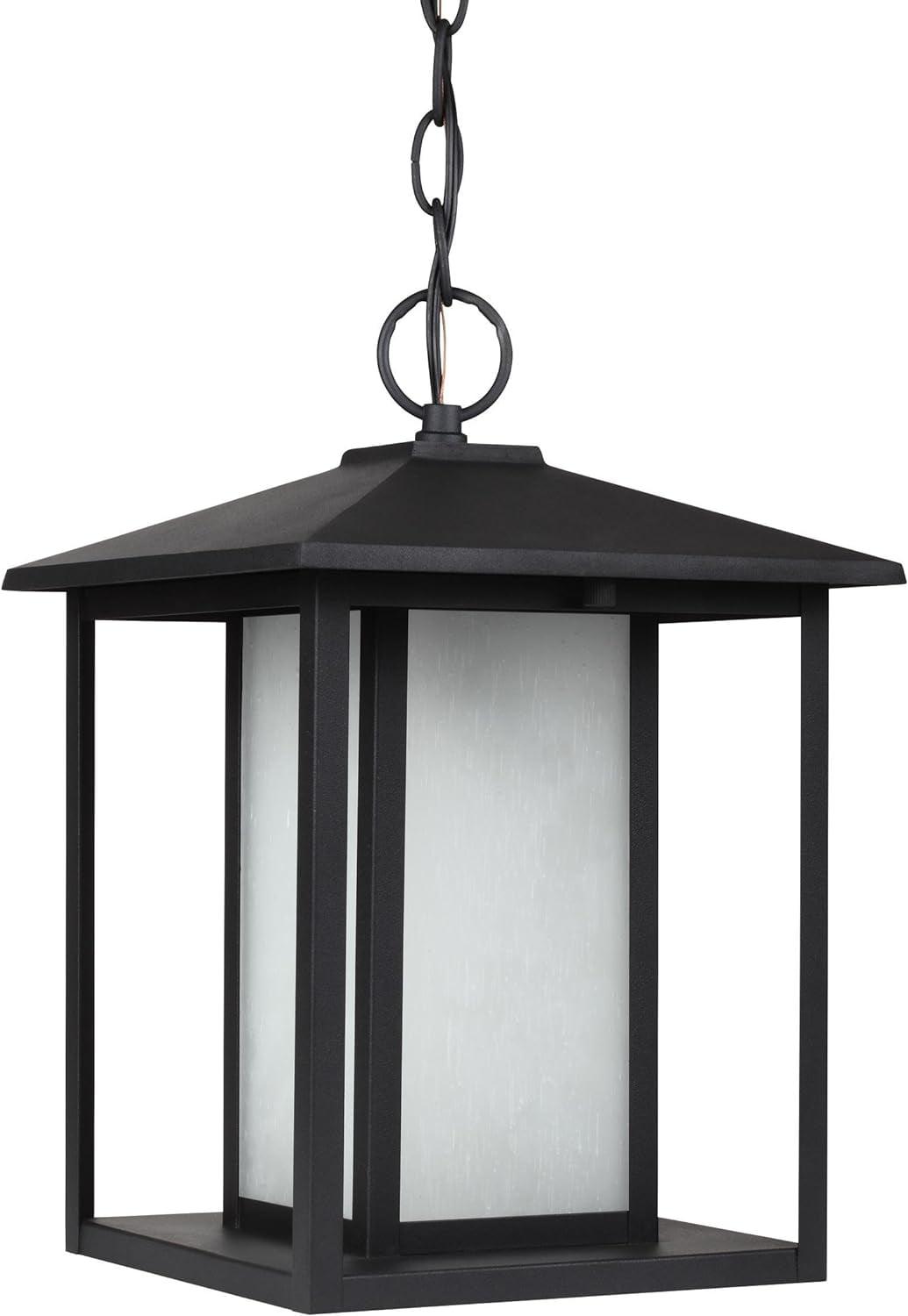 Hunnington Contemporary Black Outdoor Pendant Light, 9x13.75 inches