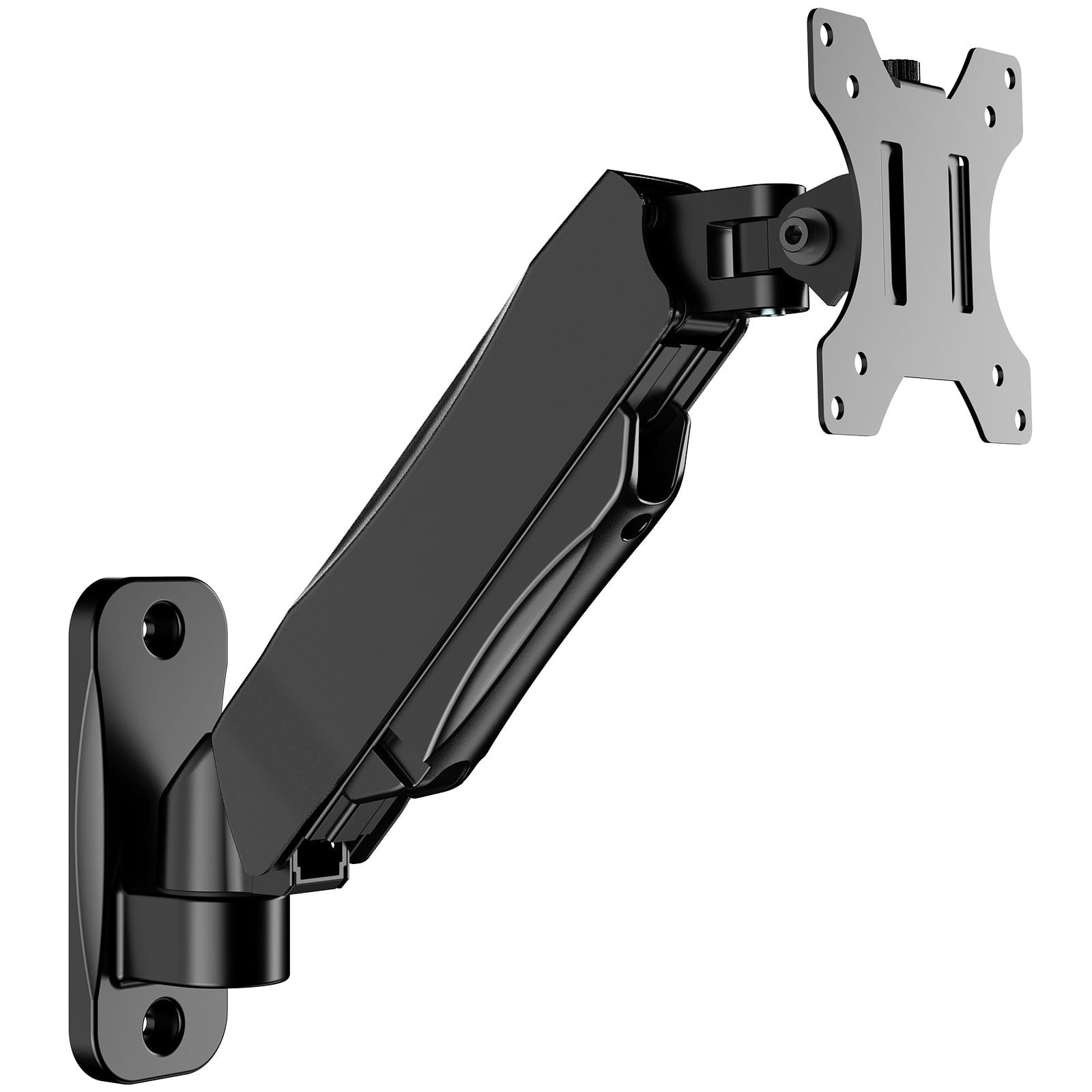 WALI Monitor Wall Mount, Computer Wall Mount Monitor Arm Fits 1 Screen up to 32 inch, Single Monitor Mount Holds up to 19.8lbs, Gas Spring Monitor Arm Max Extension 13.4 inch,(GSWM001S), Black