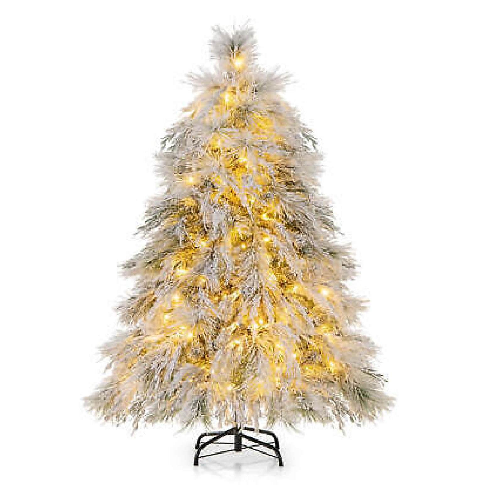 Costway 4.5 FT Pre-Lit Artificial Christmas Tree with 279 PVC & Pine Needles & PE Tips